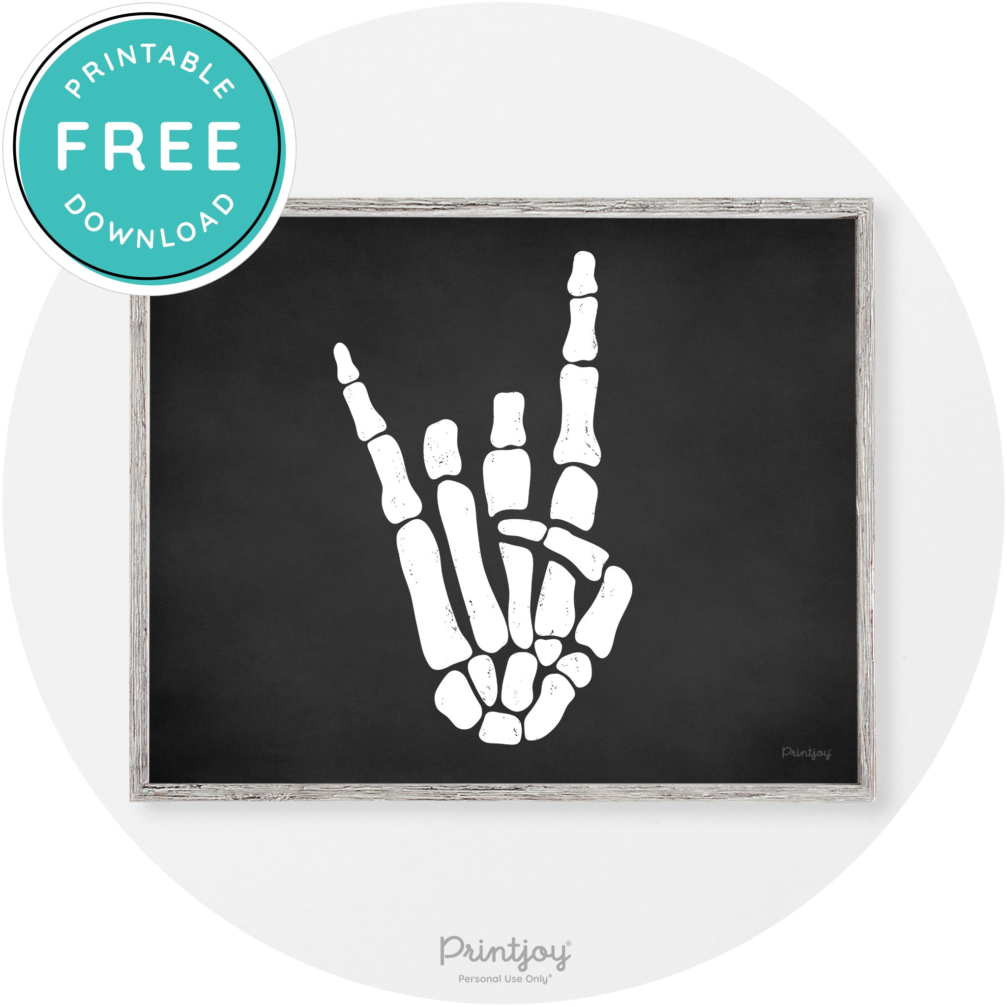 Skeleton Rock On Hand Bones Vintage Halloween Wall Art Free Printable - Printjoy