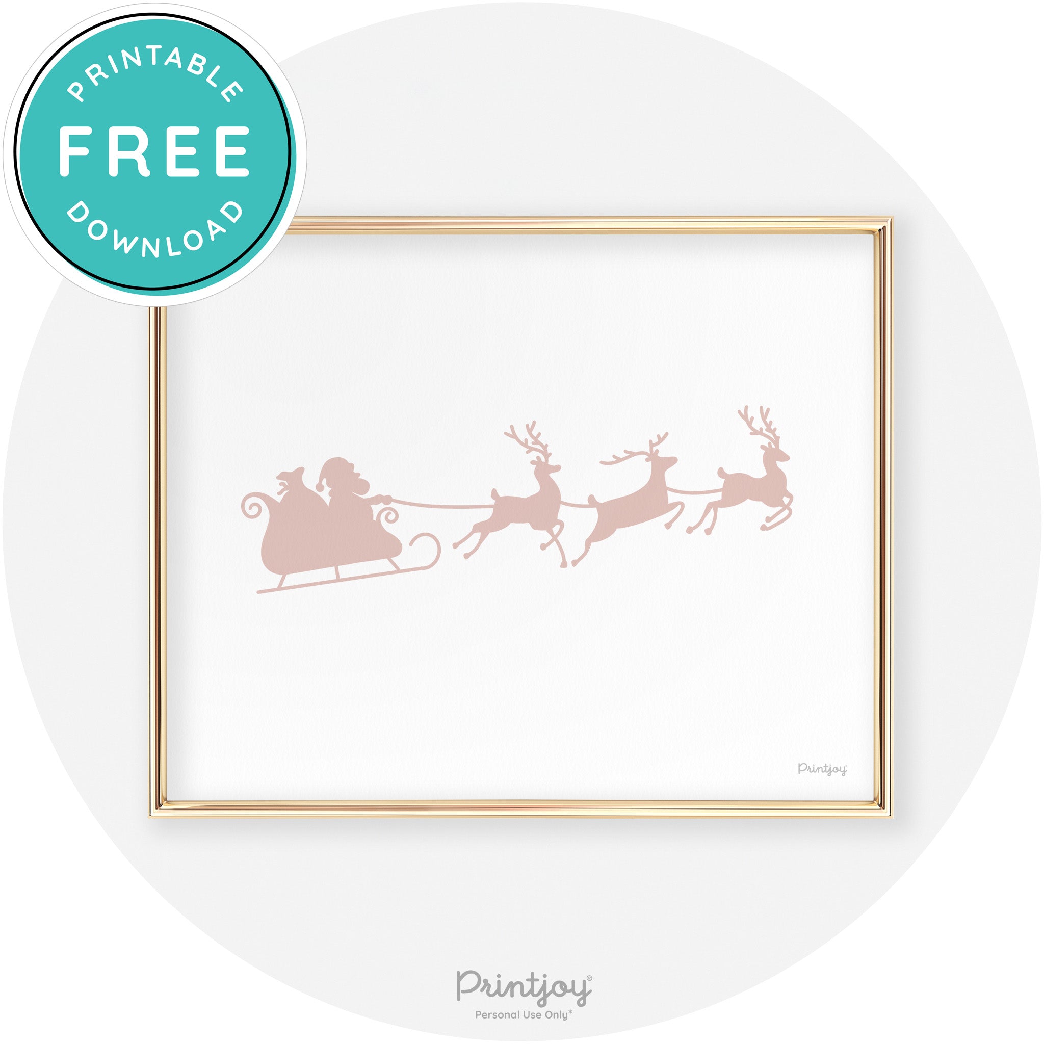 Santa Sleigh Reindeer Silhouette Cute Chic Wall Art Free Printable