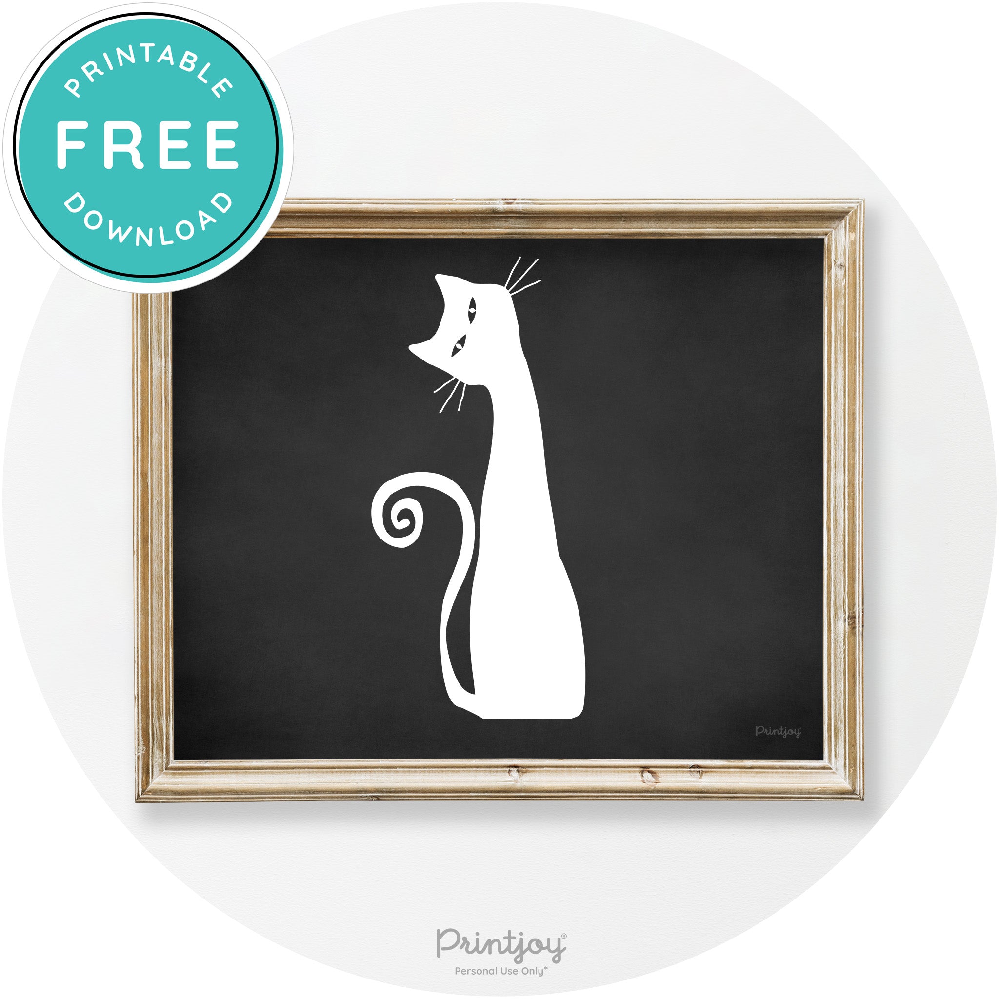 Creepy Skinny Cat Modern Vintage Halloween Wall Art Free Printable
