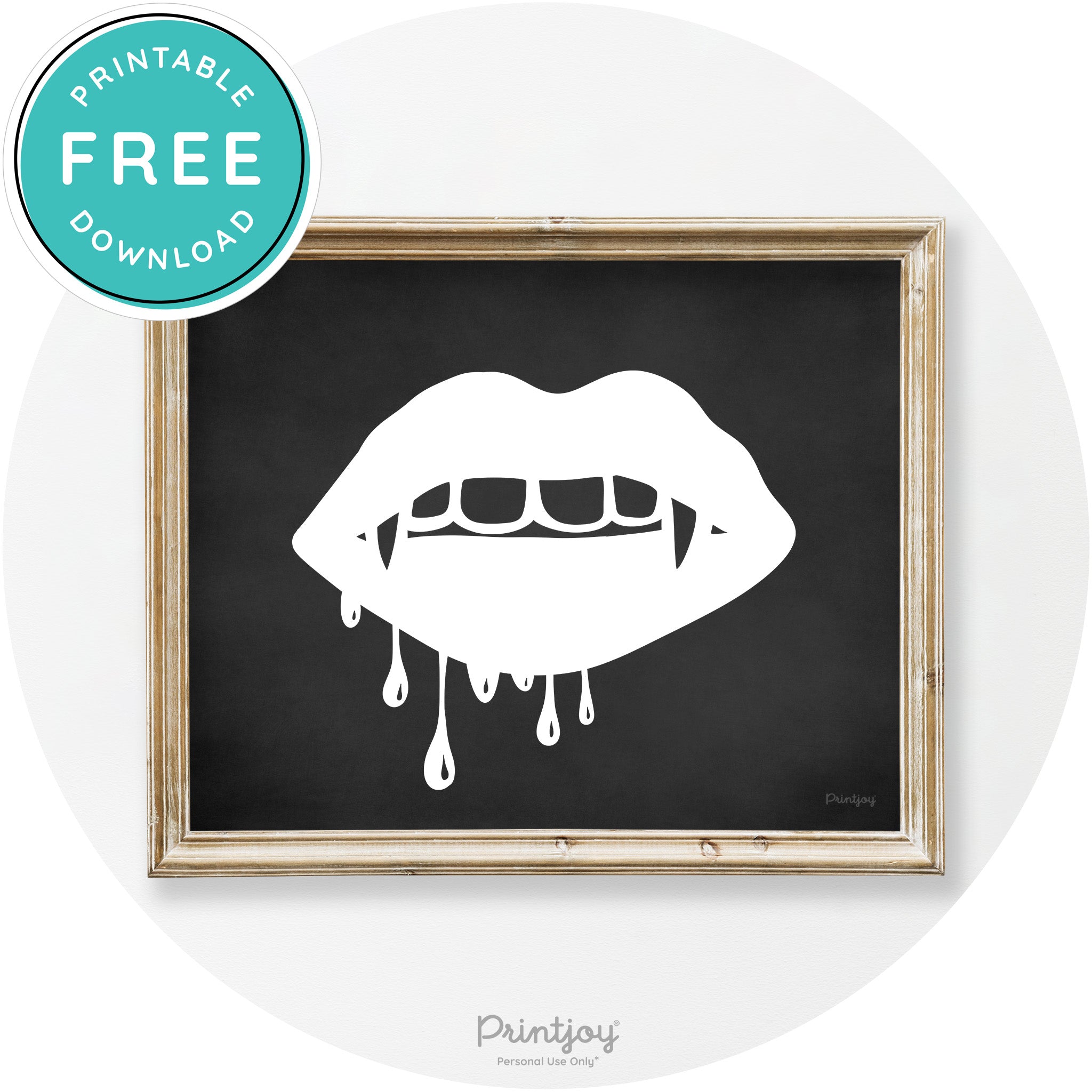 Dracula Fangs Teeth Modern Vintage Halloween Wall Art Free Printable