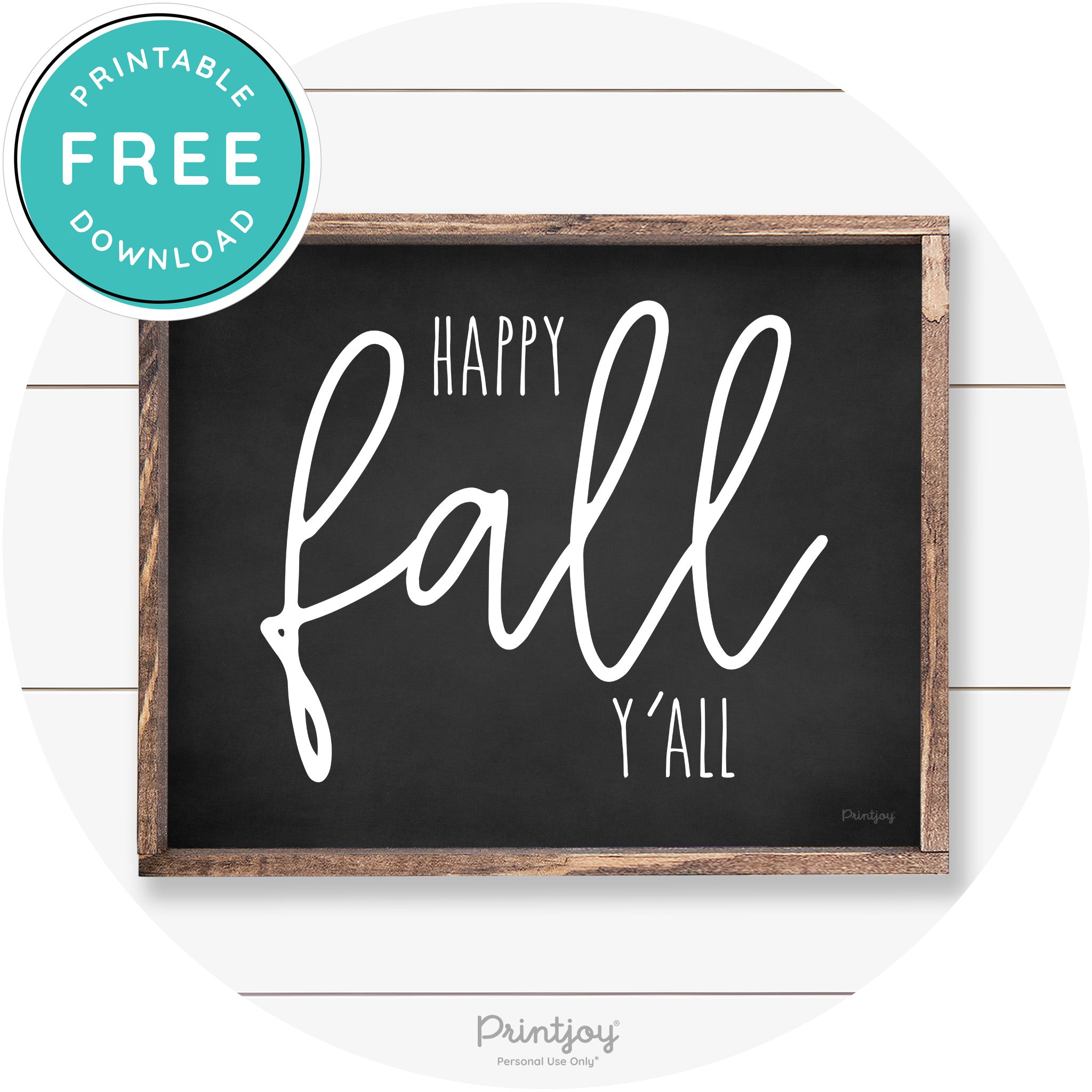 Happy Fall Y'all Cute Farmhouse Autumn Wall Art Decor Free Printable