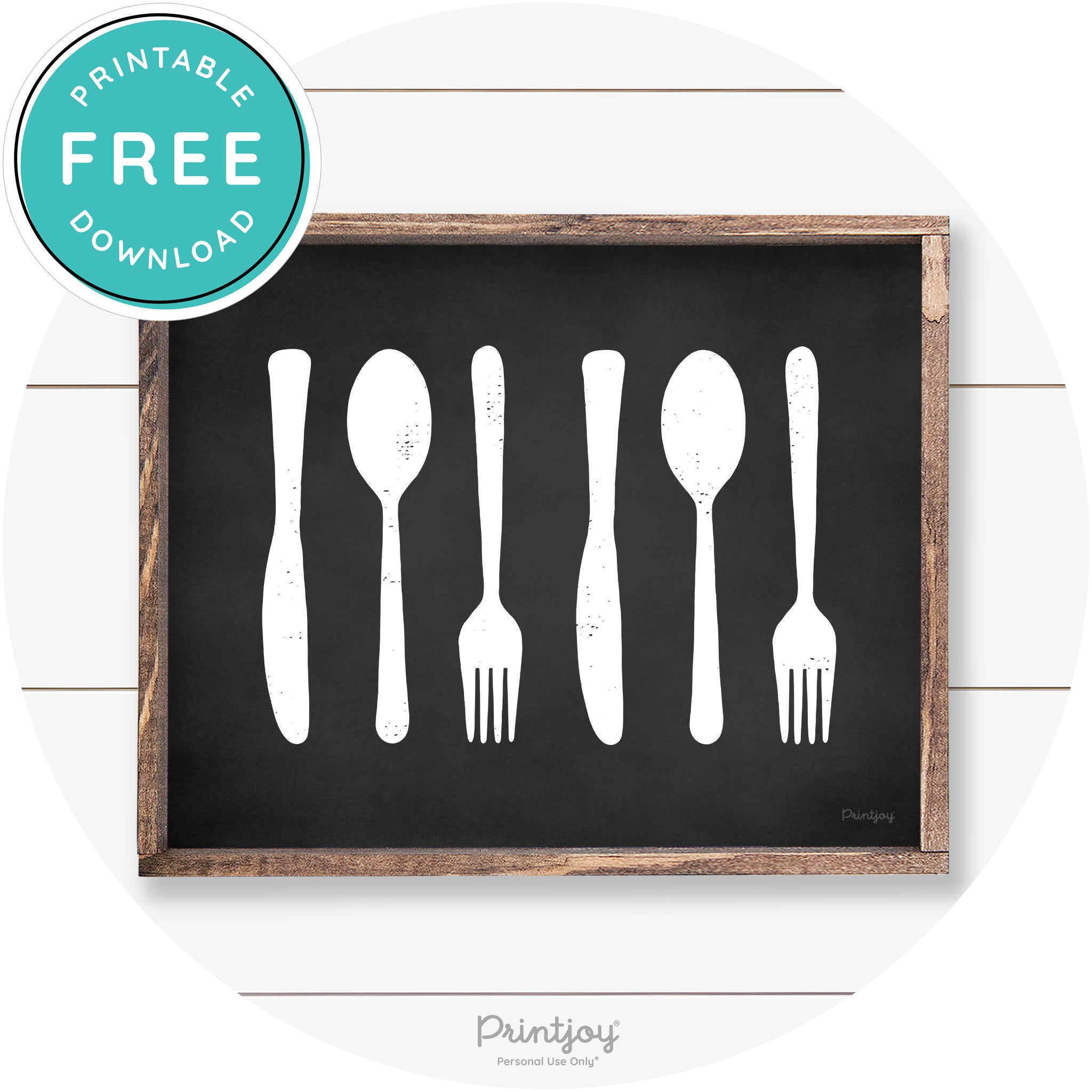 Fork Spoon Knife Pattern Farmhouse Kitchen Wall Art Free Printable