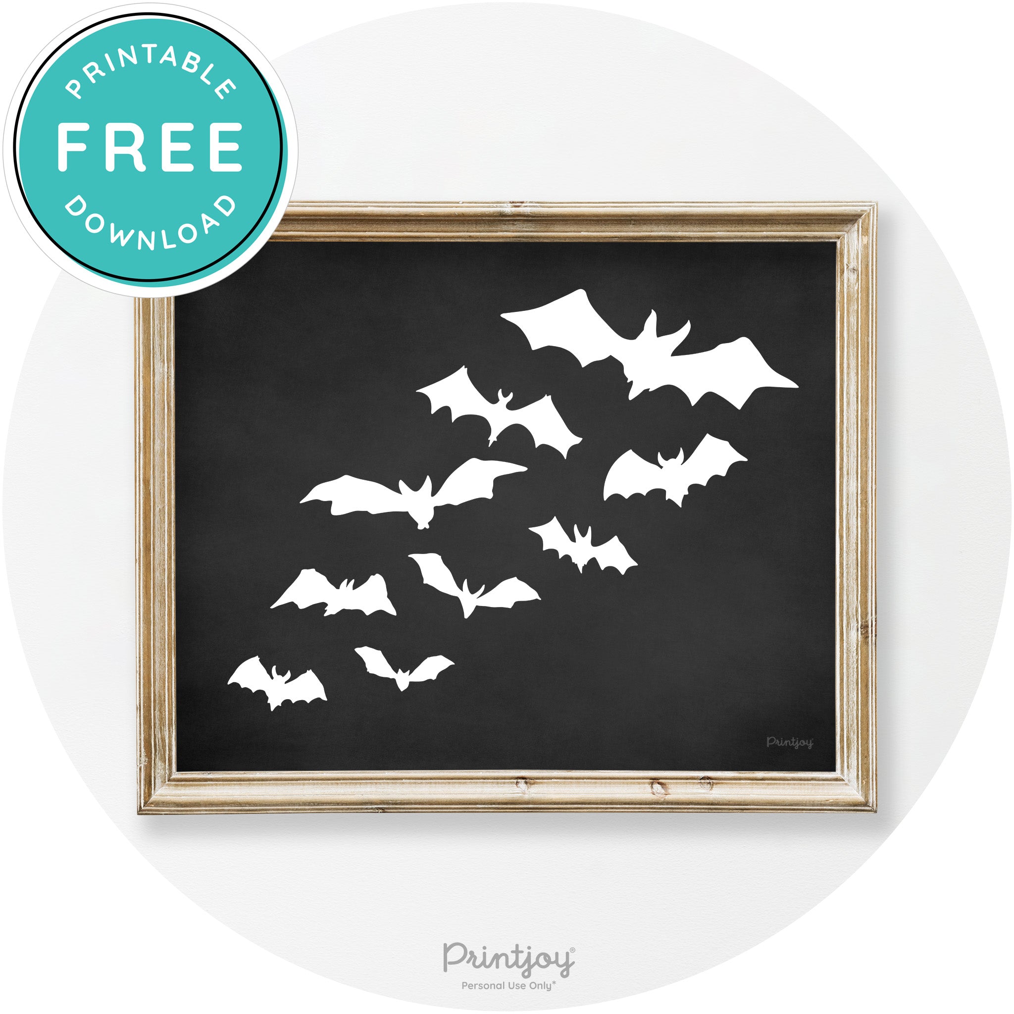 Halloween Bats Silhouette Modern Vintage Wall Art Free Printable