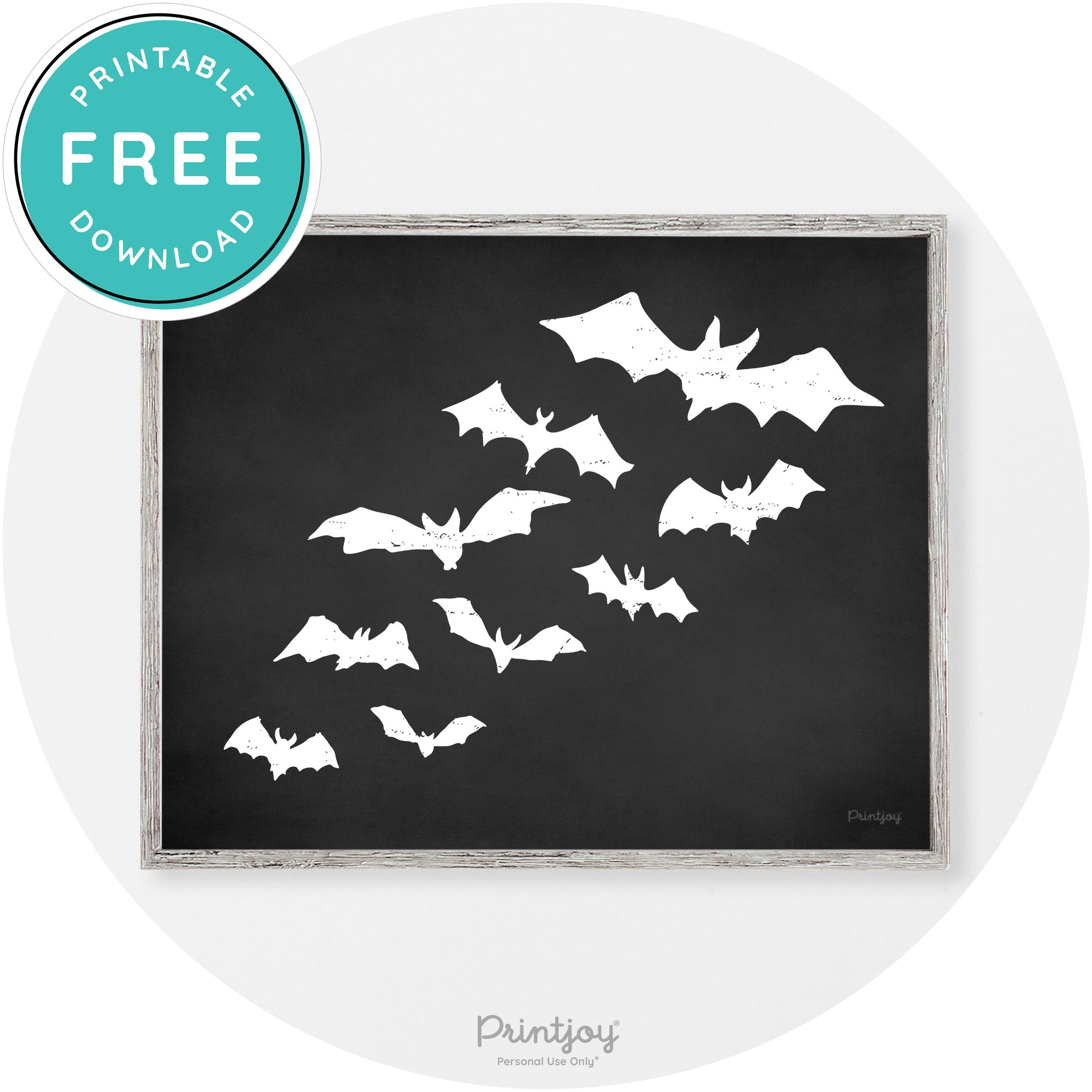 Halloween Bats Silhouette Modern Vintage Wall Art Free Printable - Printjoy