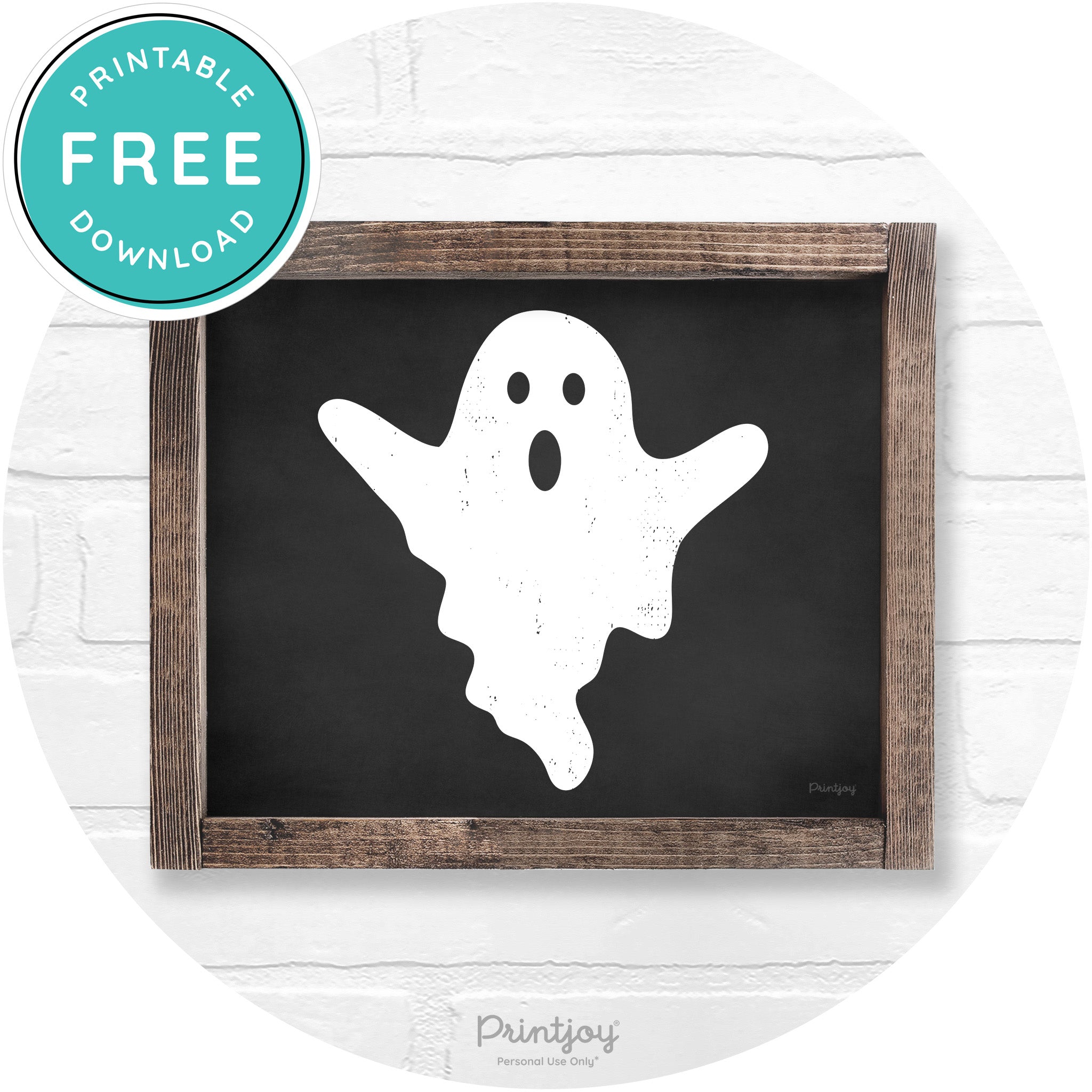 Halloween Cute Ghost Rustic Farmhouse Wall Art Free Printable - Printjoy