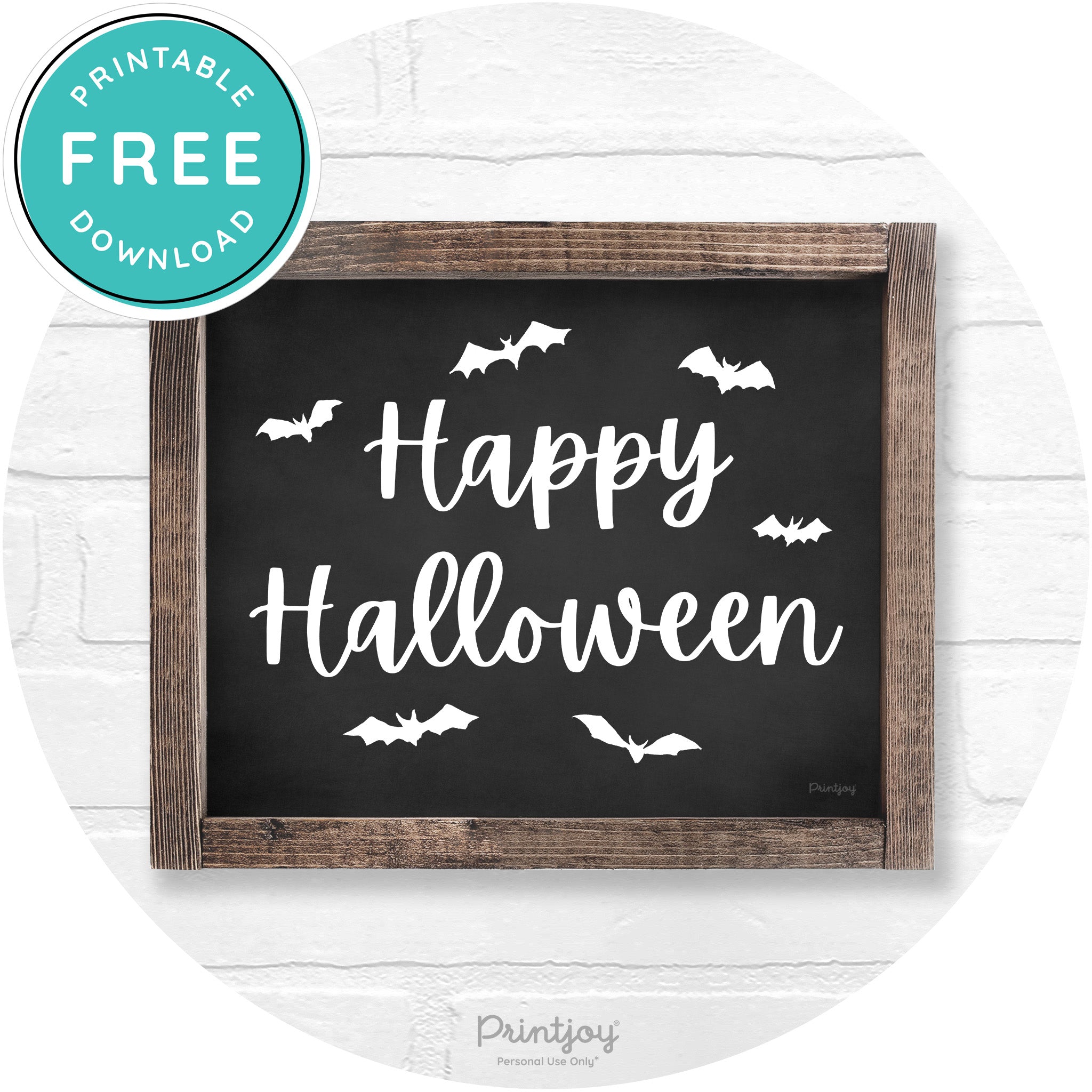 Happy Halloween Bats Rustic Farmhouse Wall Art Printable