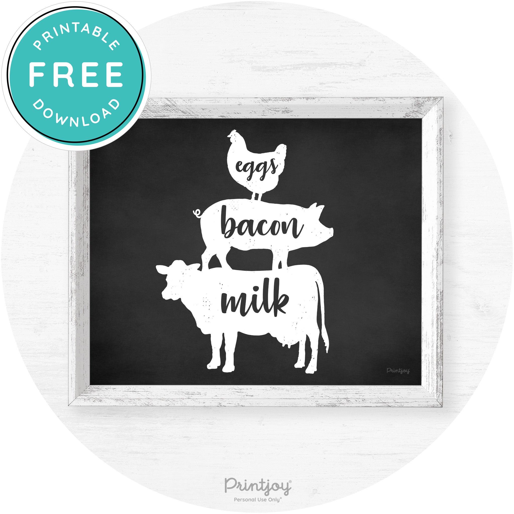 Stacked Farm Animals Eggs Bacon Milk Farmhouse Art Free Printable