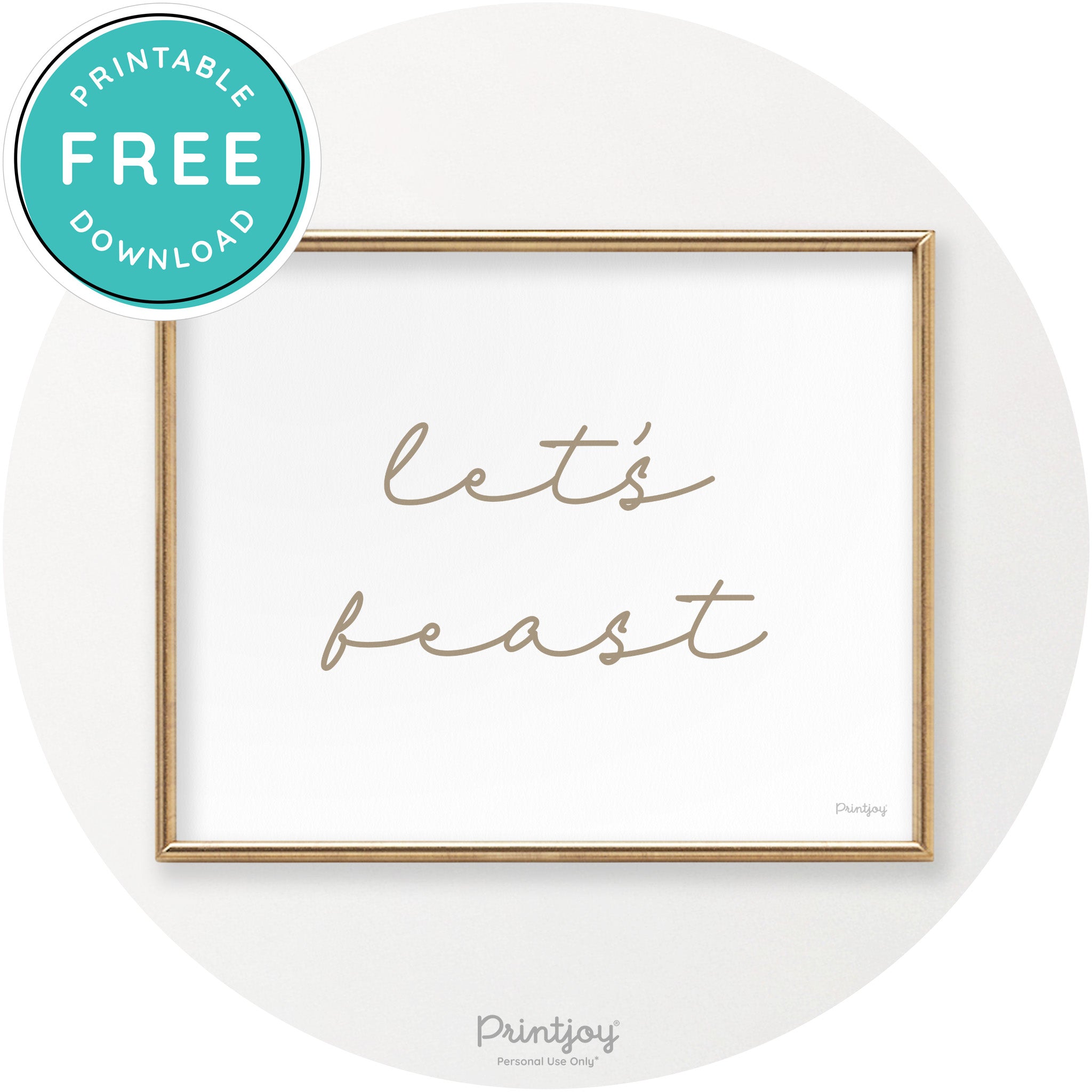 Let's Feast Cute Thanksgiving Modern Chic Wall Art Printable