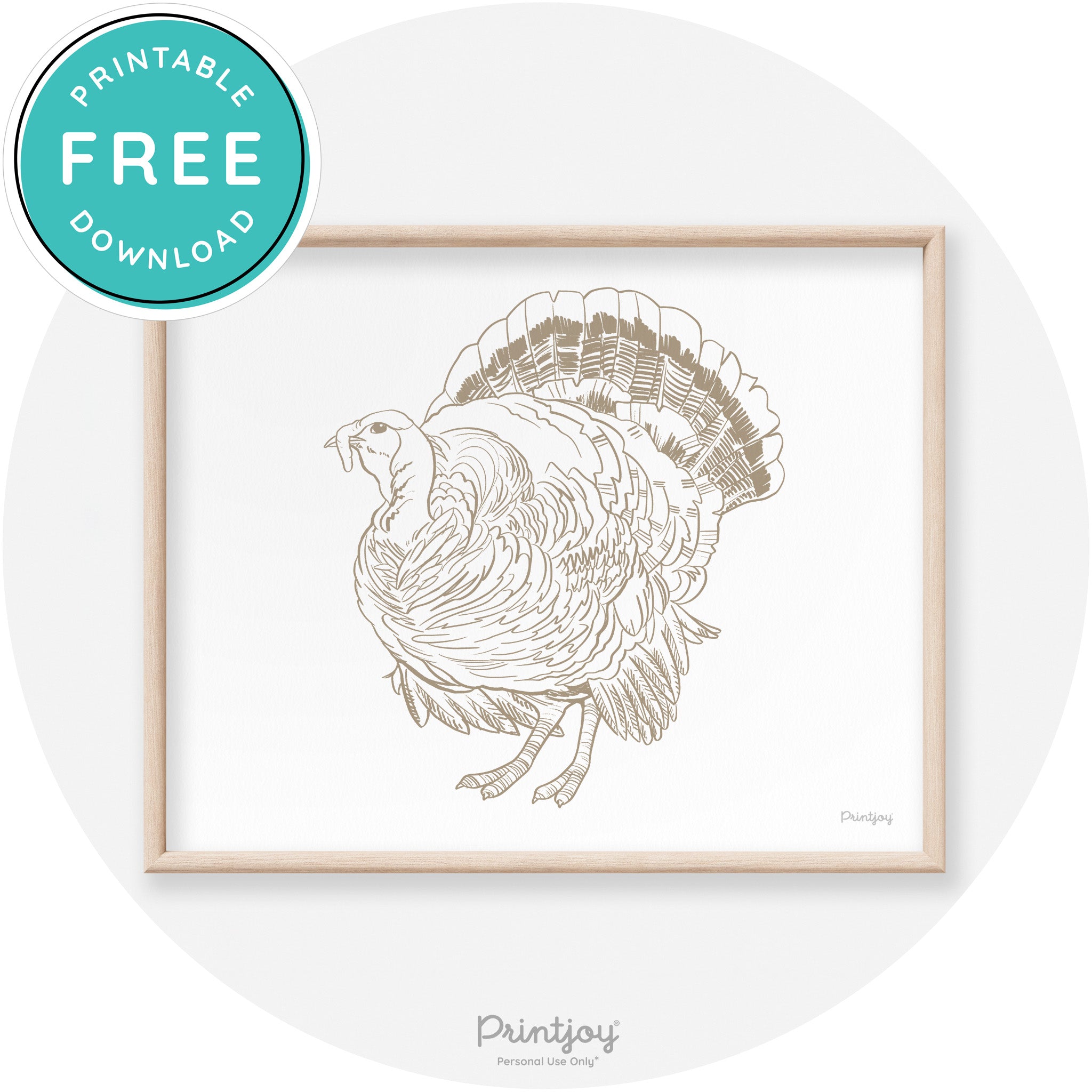 Turkey Drawing Thanksgiving Transitional Wall Art Decor Free Printable