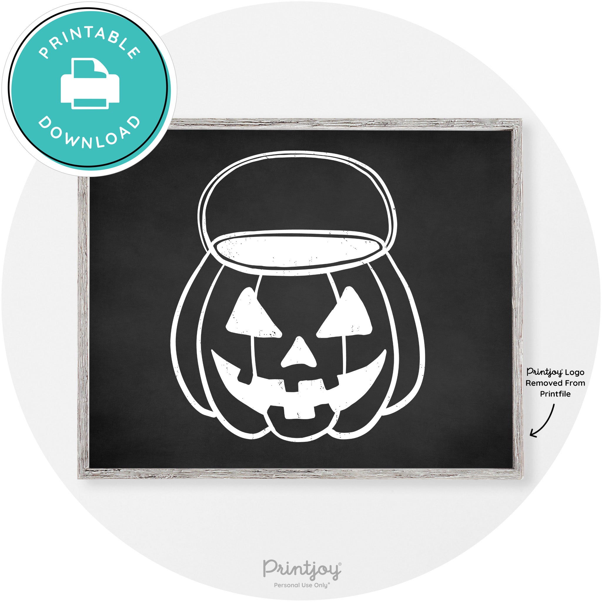 Jack O Lantern Treat Bucket Vintage Halloween Wall Art Free Printable - Printjoy