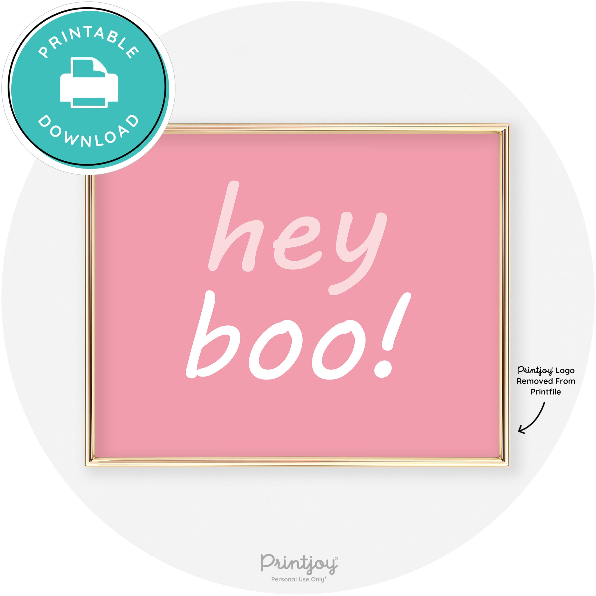 Hey Boo Fun Cute Chic Halloween Sign Wall Art Decor Free Printable - Printjoy