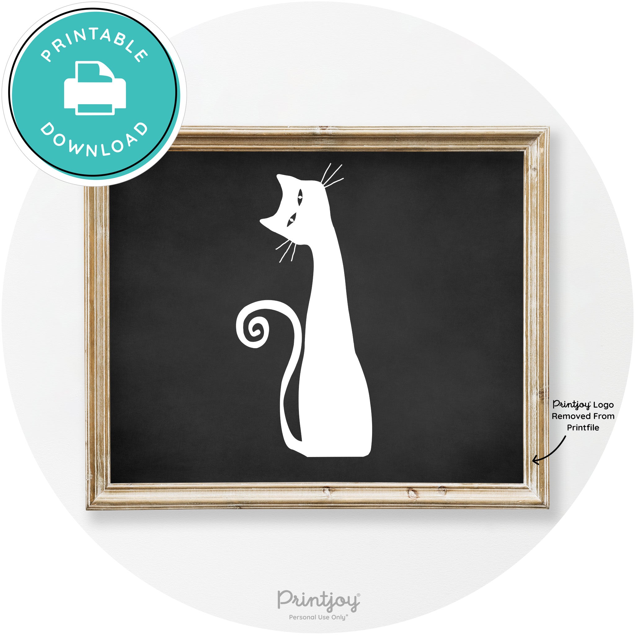 Creepy Skinny Cat Modern Vintage Halloween Wall Art Free Printable