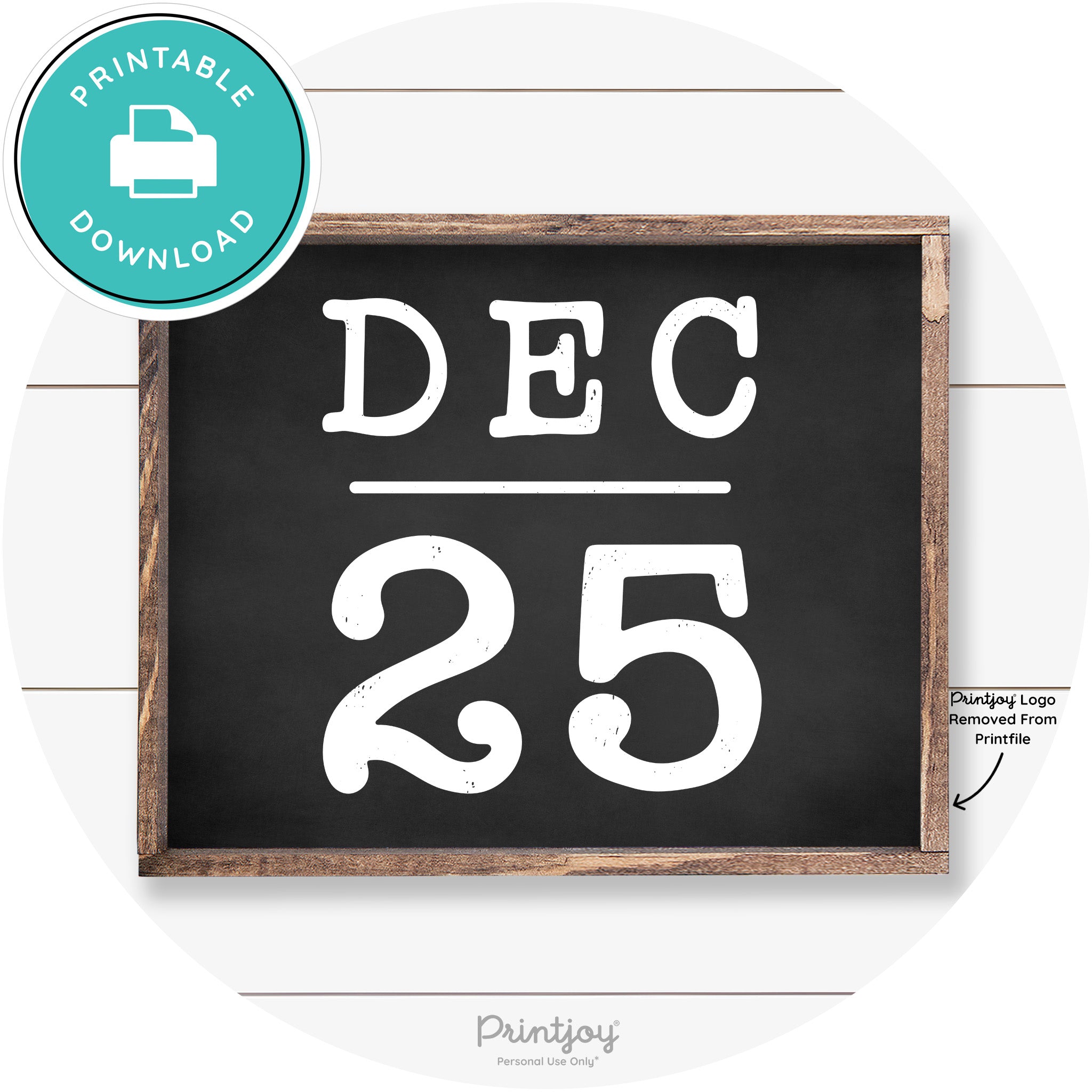 Dec 25 Christmas Rustic Farmhouse Wall Art Decor Free Printable
