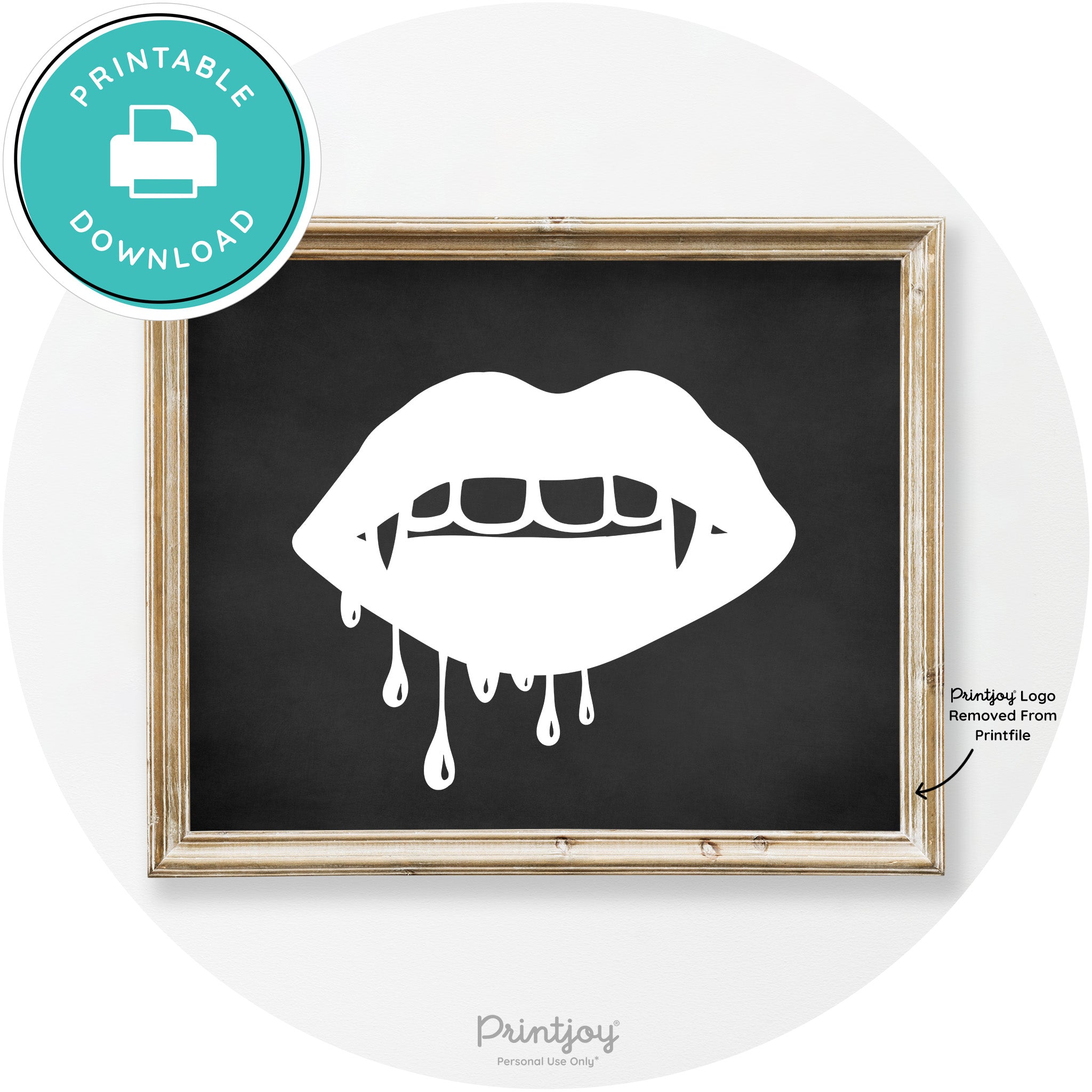 Dracula Fangs Teeth Modern Vintage Halloween Wall Art Free Printable