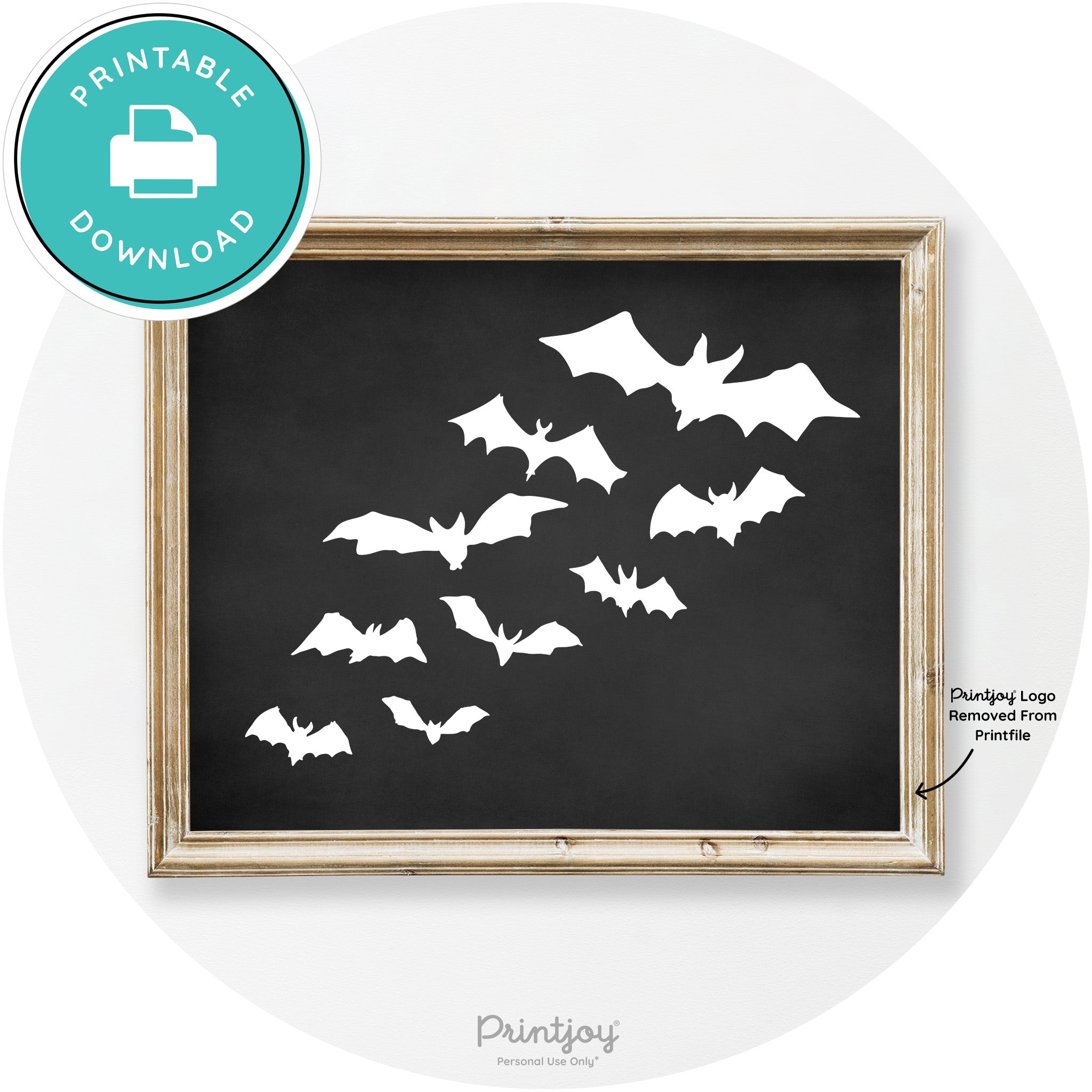 Halloween Bats Silhouette Modern Vintage Wall Art Free Printable