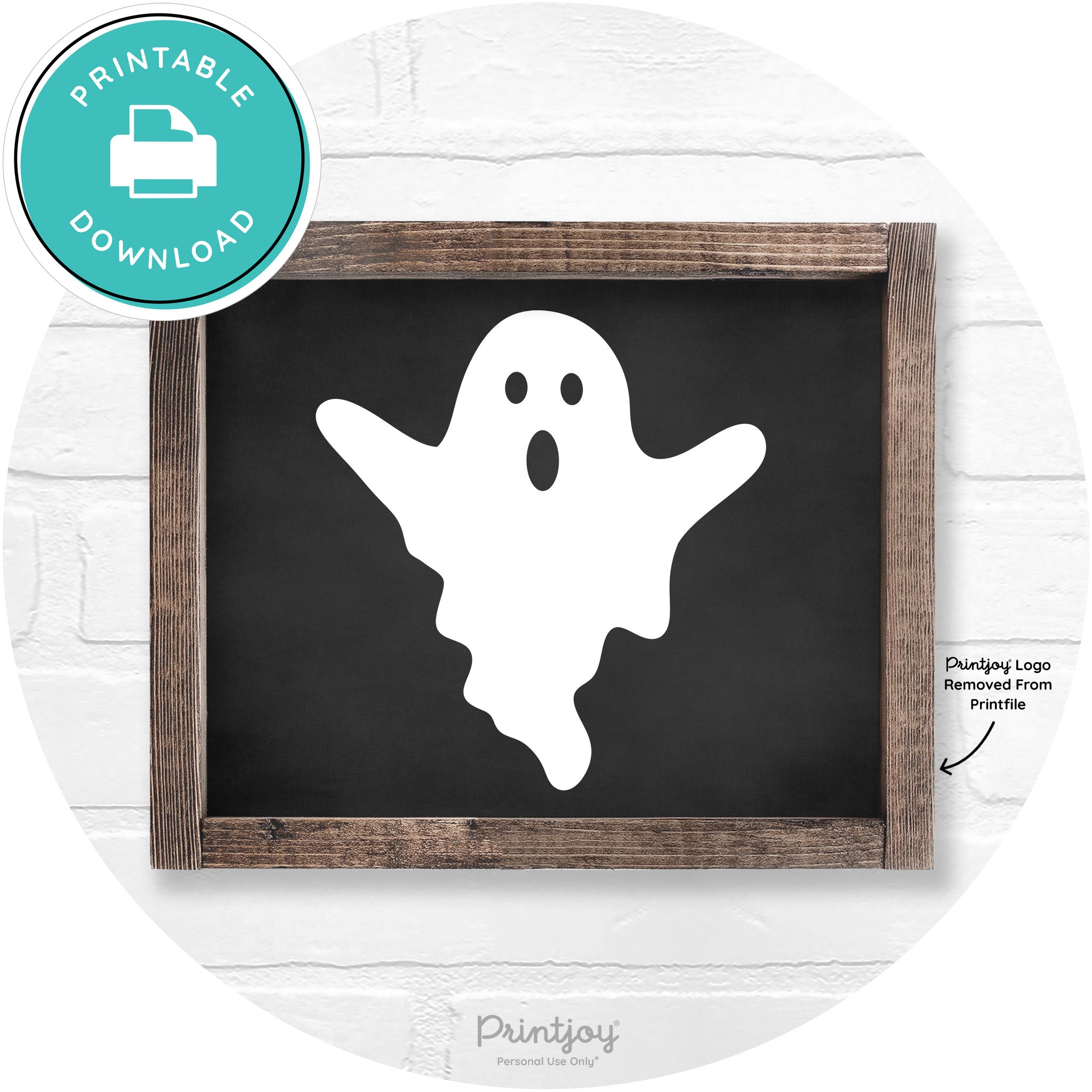 Halloween Cute Ghost Rustic Farmhouse Wall Art Free Printable