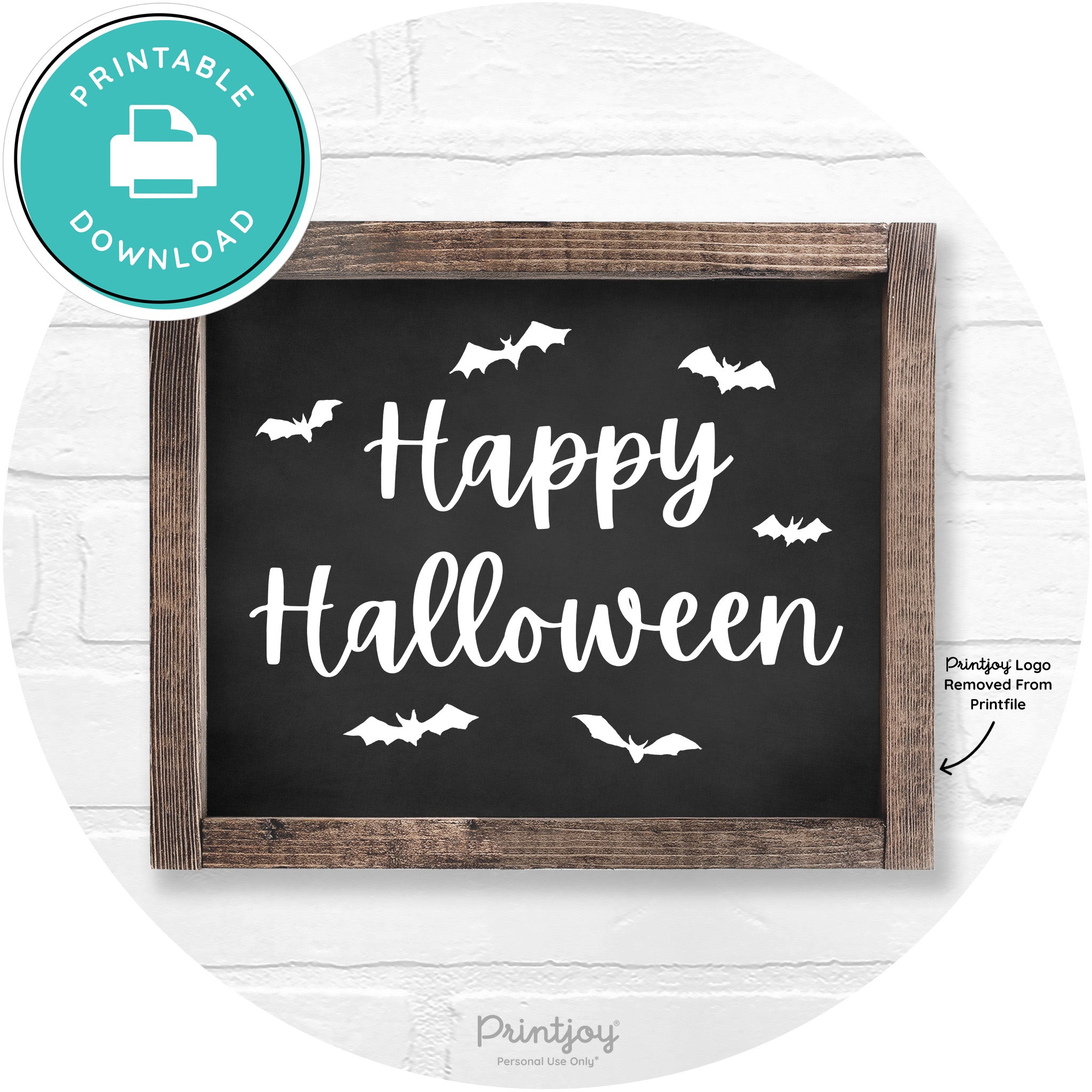Happy Halloween Bats Rustic Farmhouse Wall Art Printable