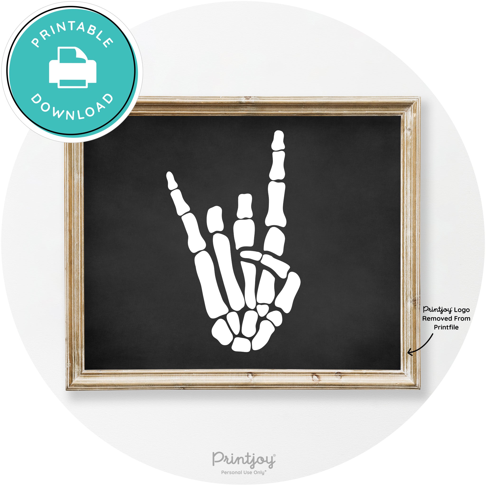 Skeleton Rock On Hand Bones Vintage Halloween Wall Art Free Printable