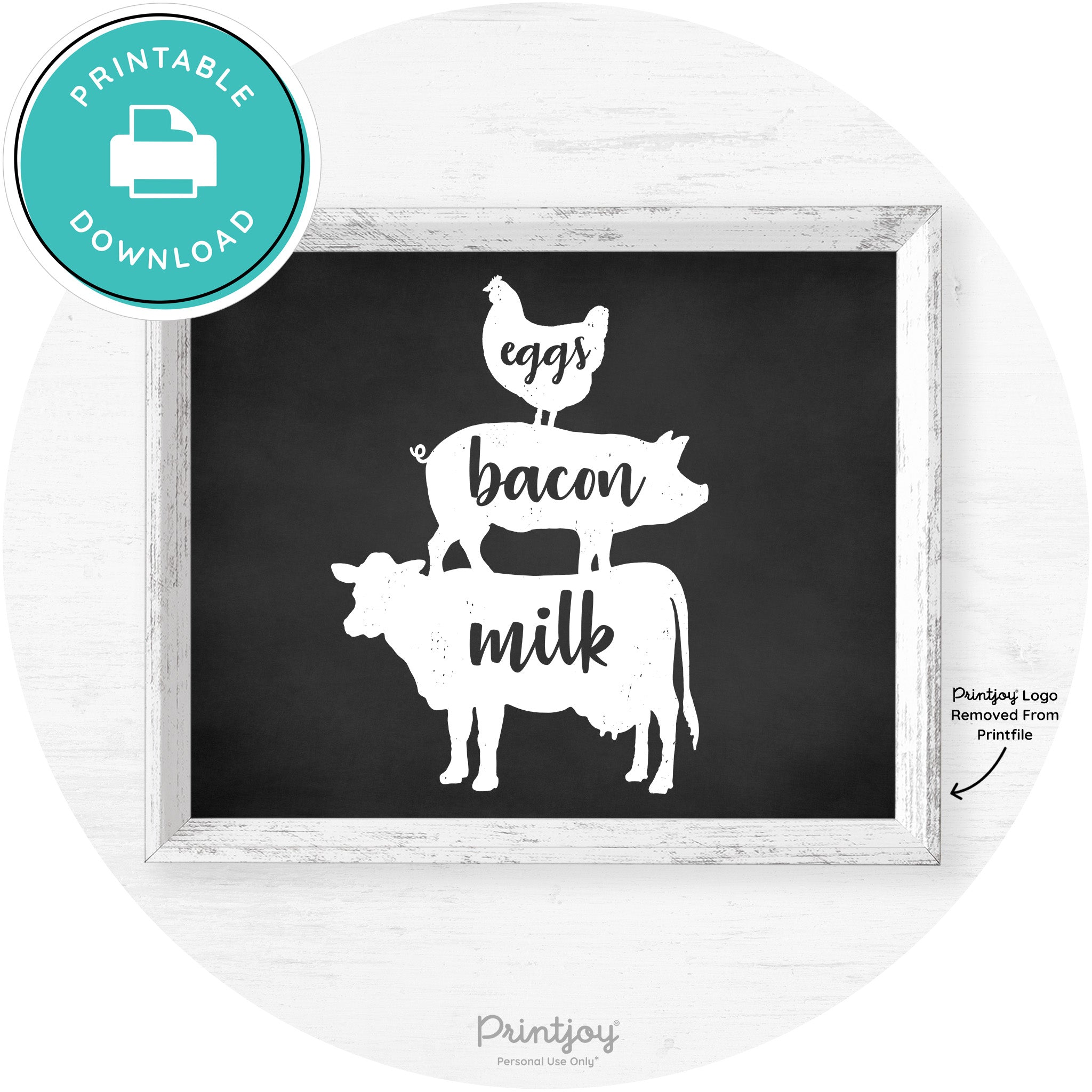Stacked Farm Animals Eggs Bacon Milk Farmhouse Art Free Printable
