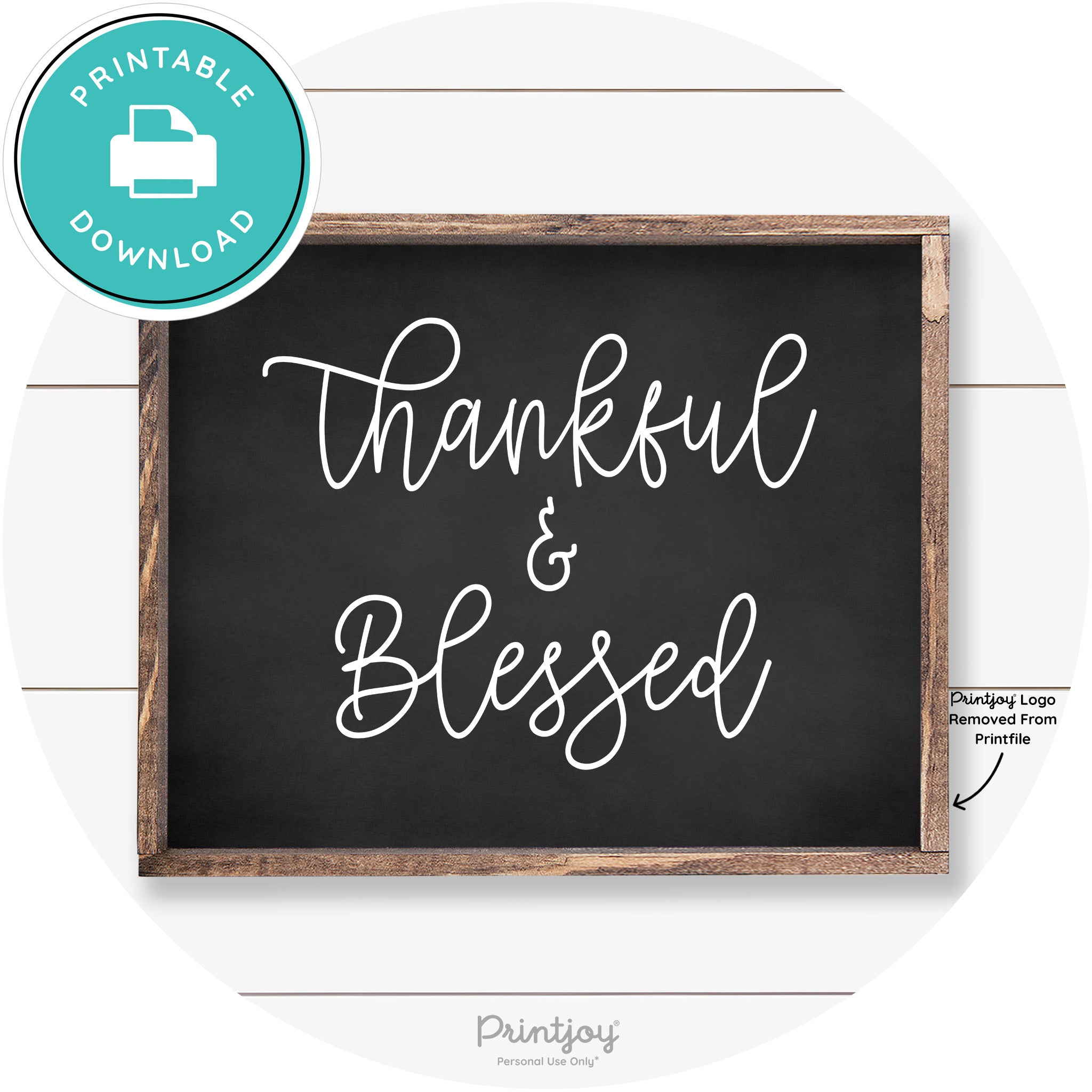 Thankful And Blessed Thanksgiving Farmhouse Wall Art Free Printable
