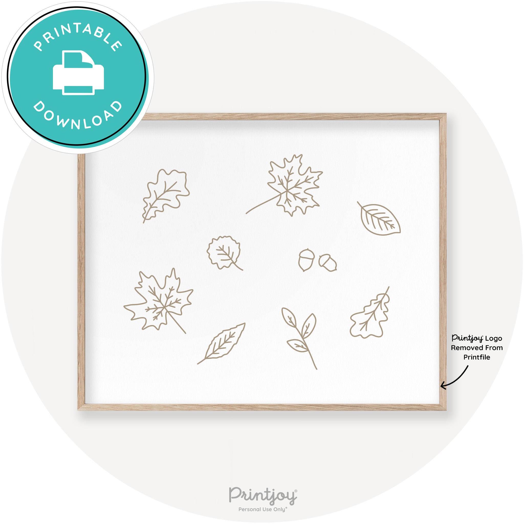 Fall Leaves Line Art Cute Fall Modern Chic Wall Art Printable