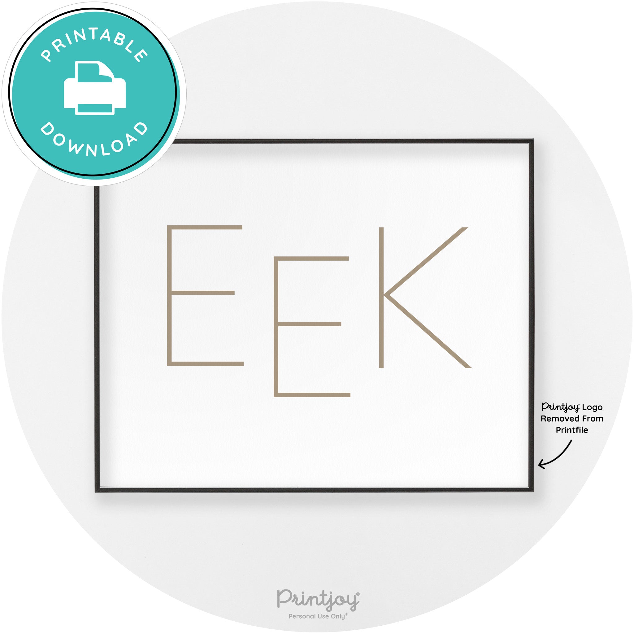 Eek Halloween Modern Chic Lettering Wall Art Decor Free Printable