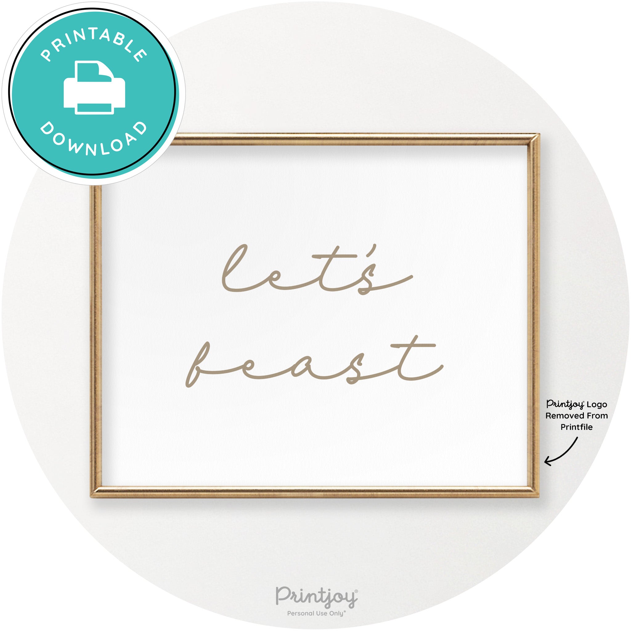 Let's Feast Cute Thanksgiving Modern Chic Wall Art Printable