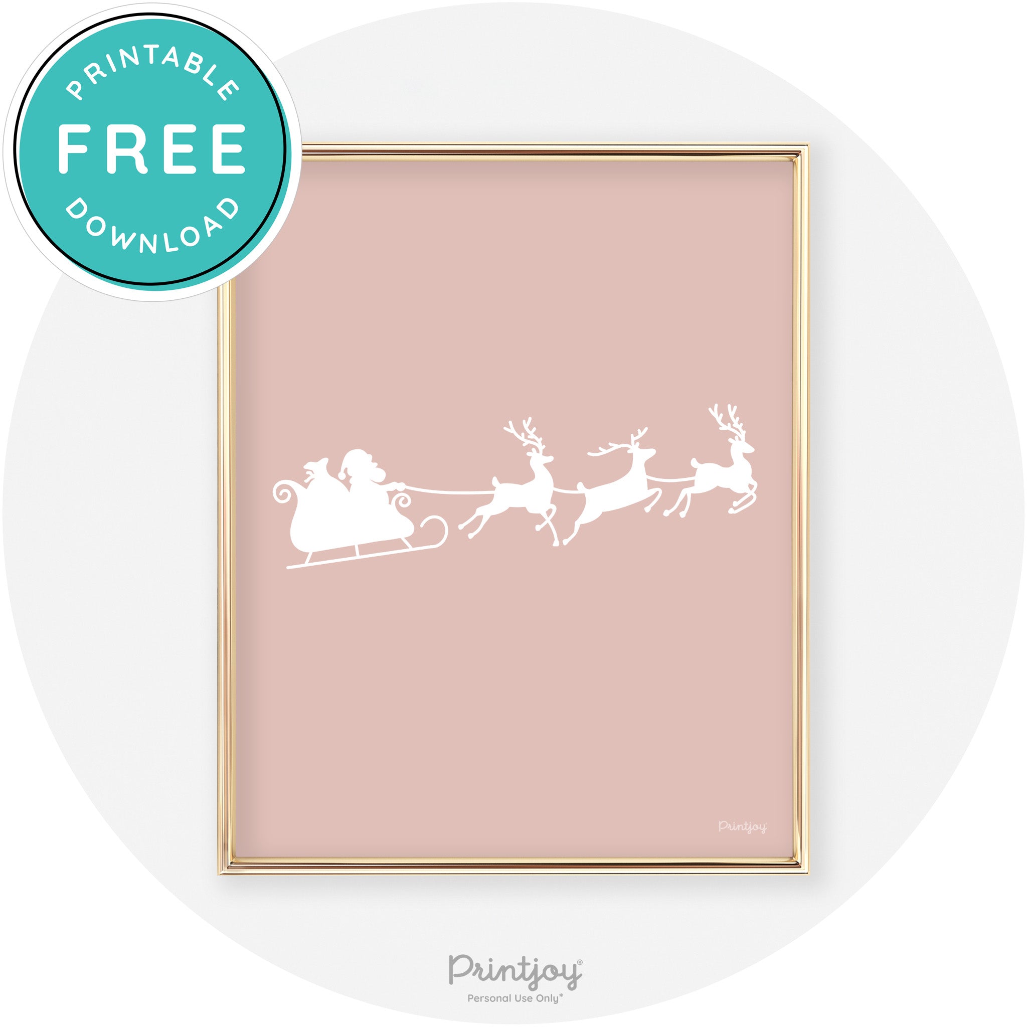 Santa Sleigh Reindeer Silhouette Cute Chic Wall Art Free Printable