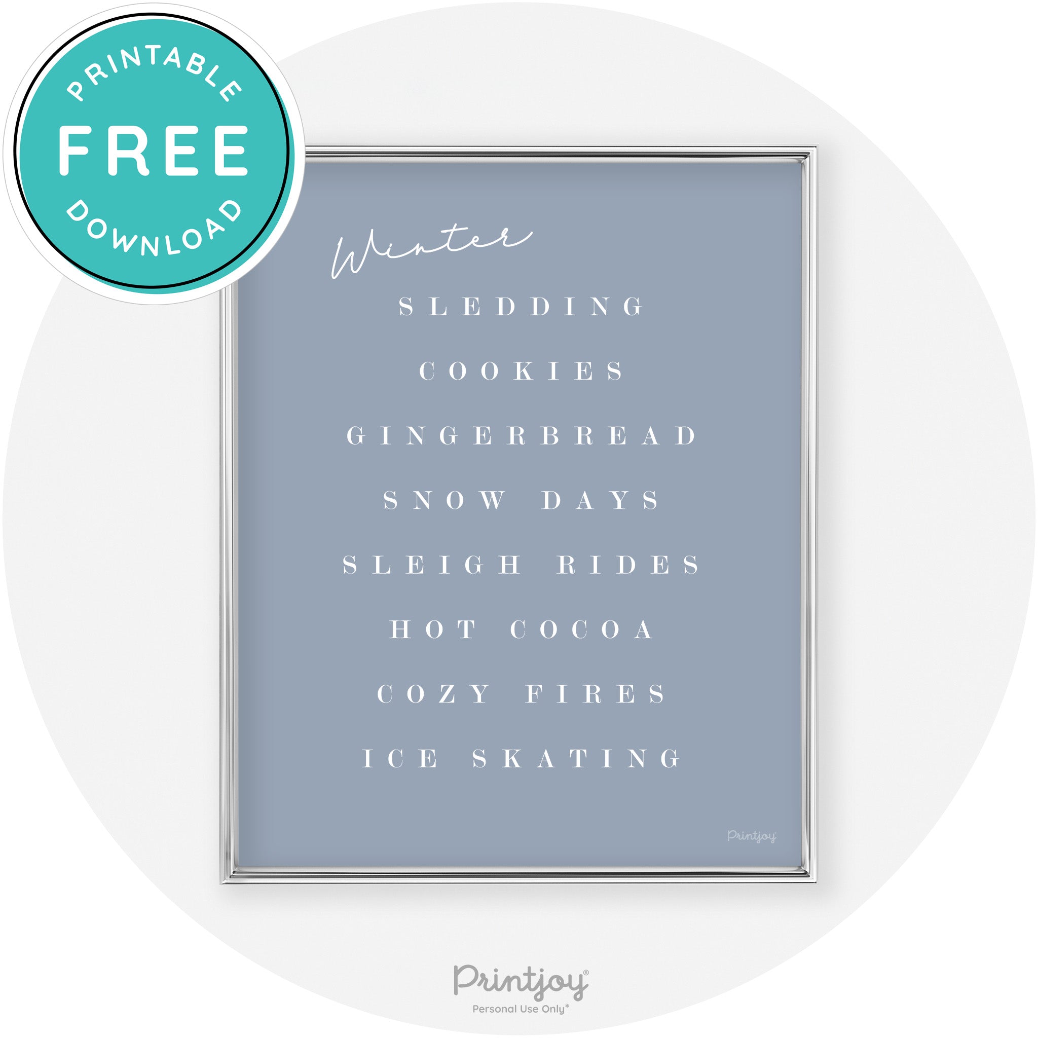 Winter Favorite Things Modern Chic Wall Art Decor Free Printable