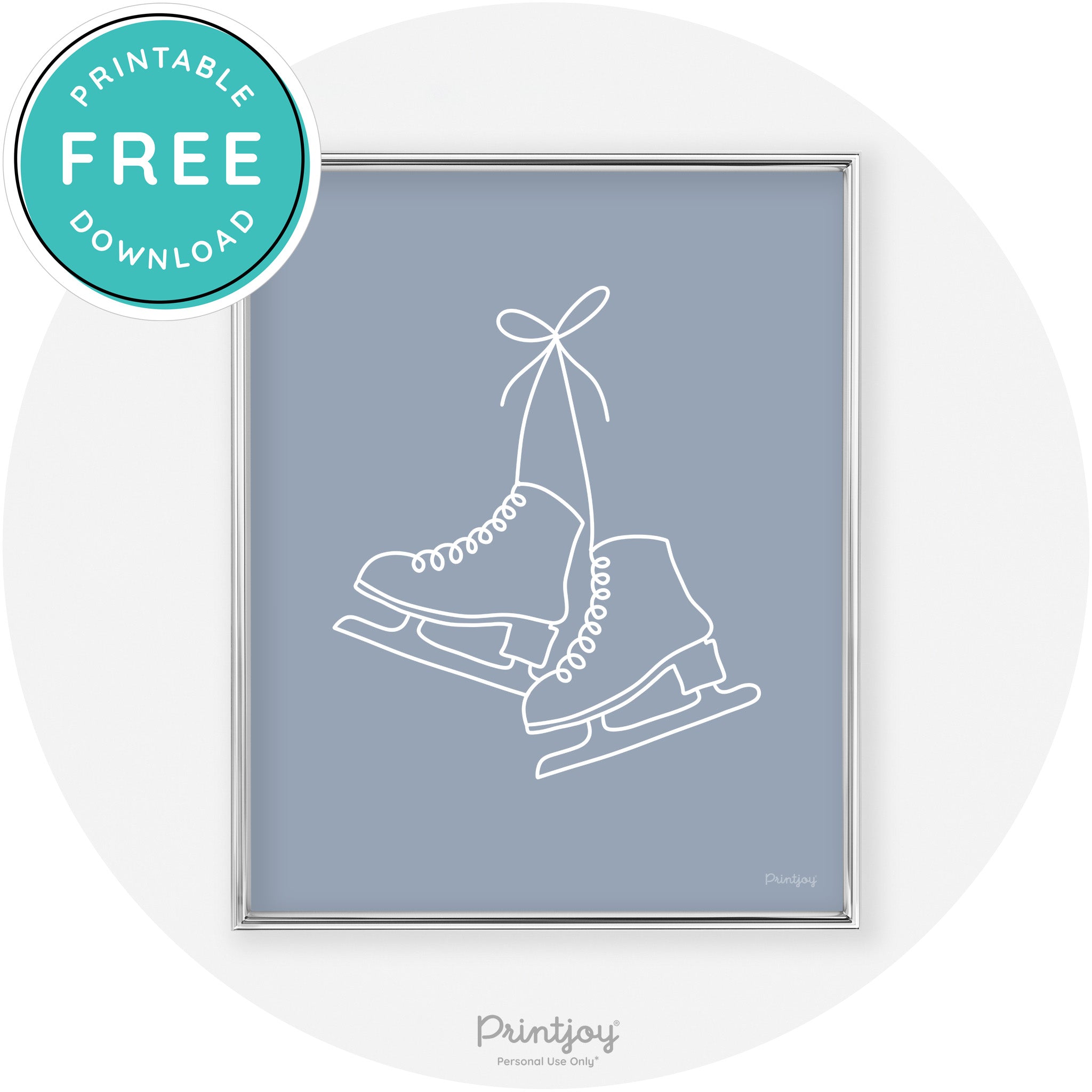 Ice Skates Line Art Cute Winter Modern Chic Wall Art Free Printable - Printjoy
