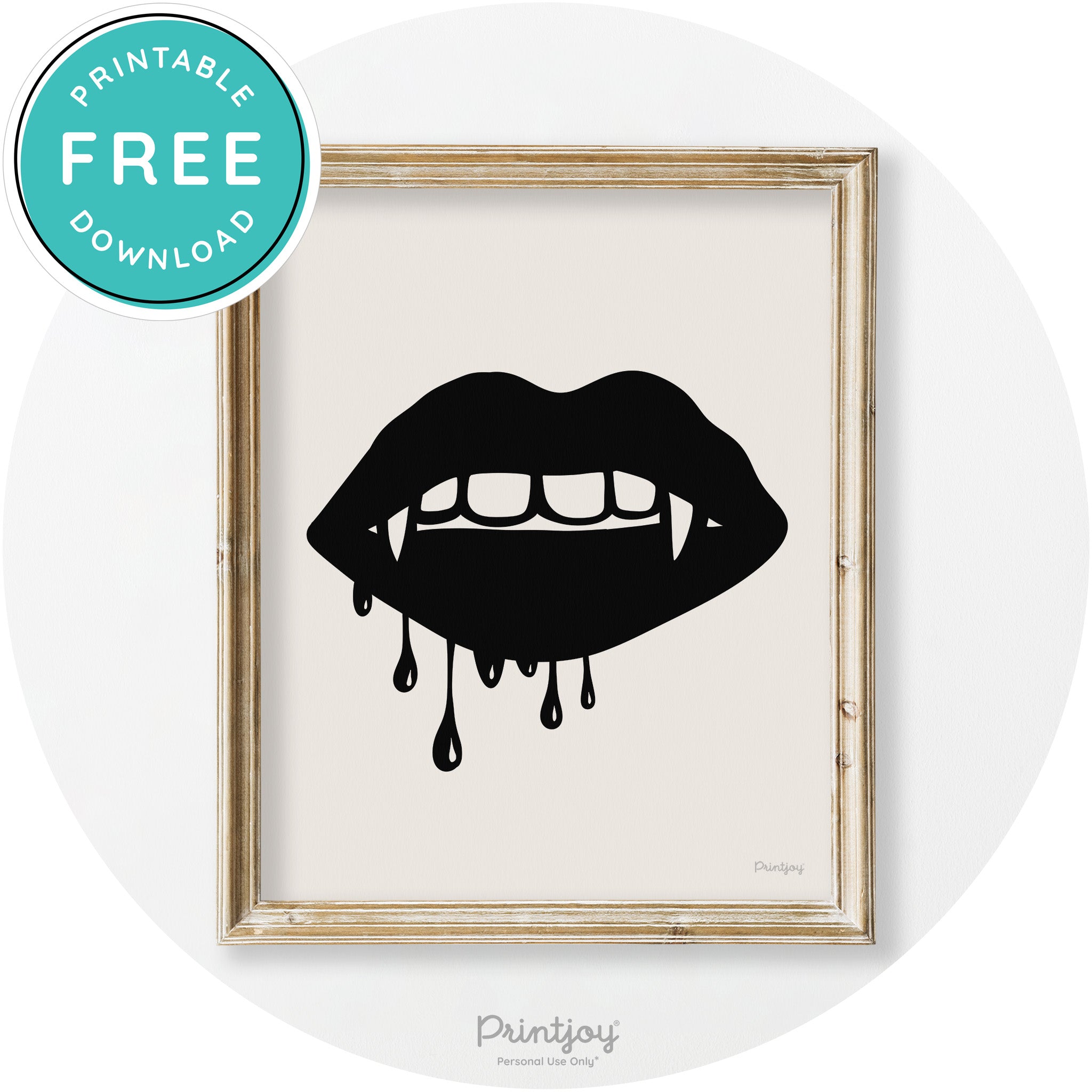 Dracula Fangs Teeth Modern Vintage Halloween Wall Art Free Printable