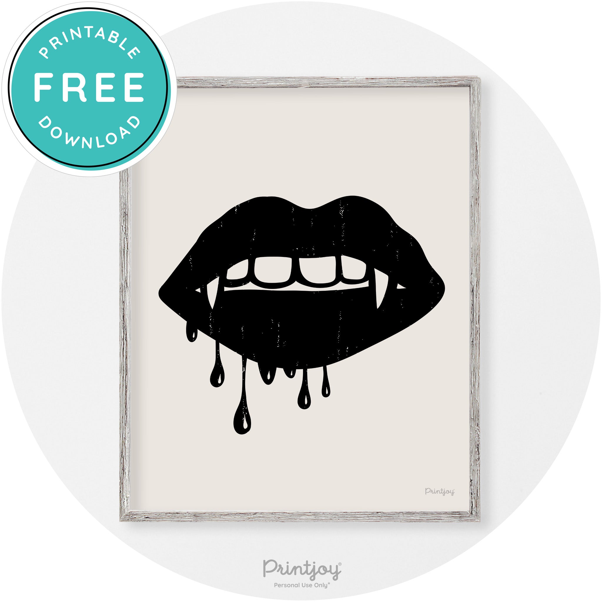 Dracula Fangs Teeth Modern Vintage Halloween Wall Art Free Printable - Printjoy