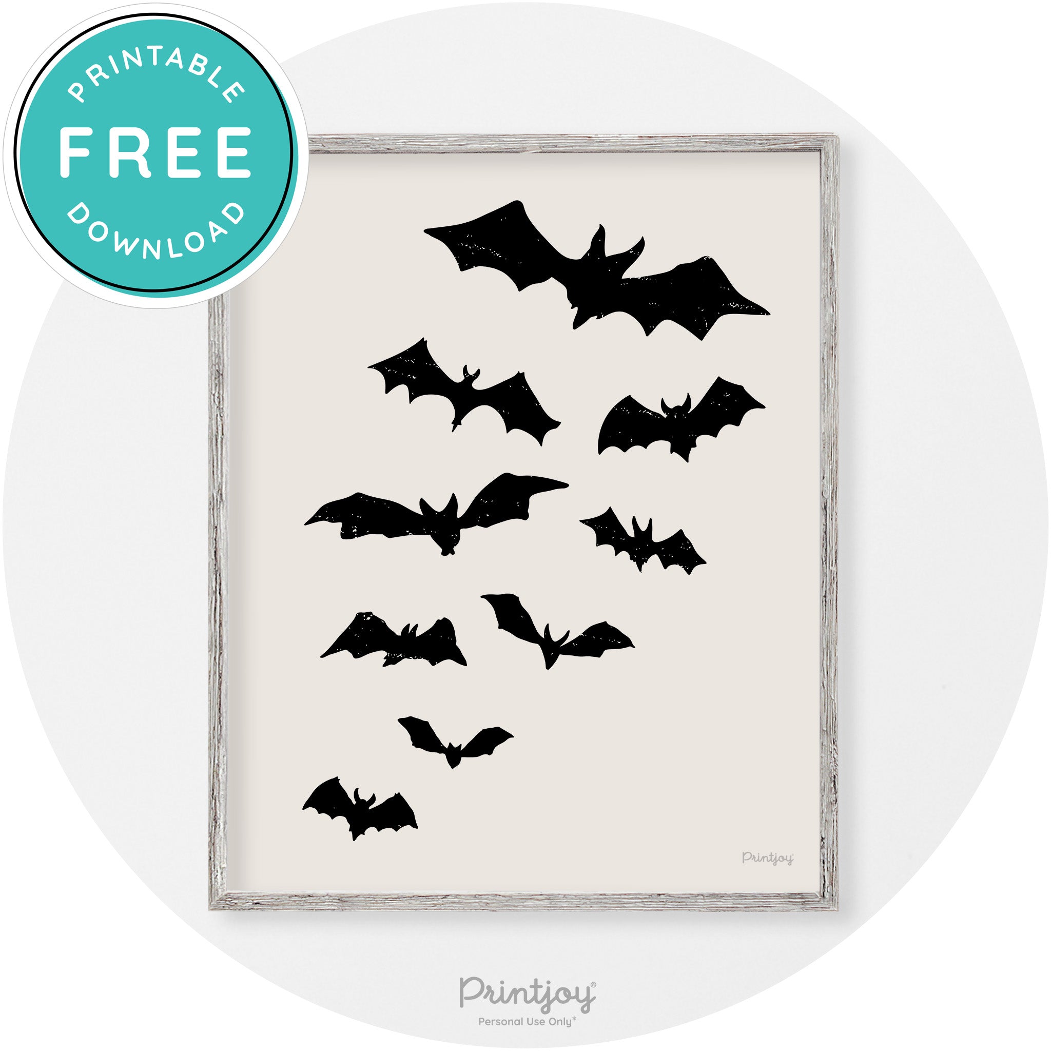 Halloween Bats Silhouette Modern Vintage Wall Art Free Printable - Printjoy