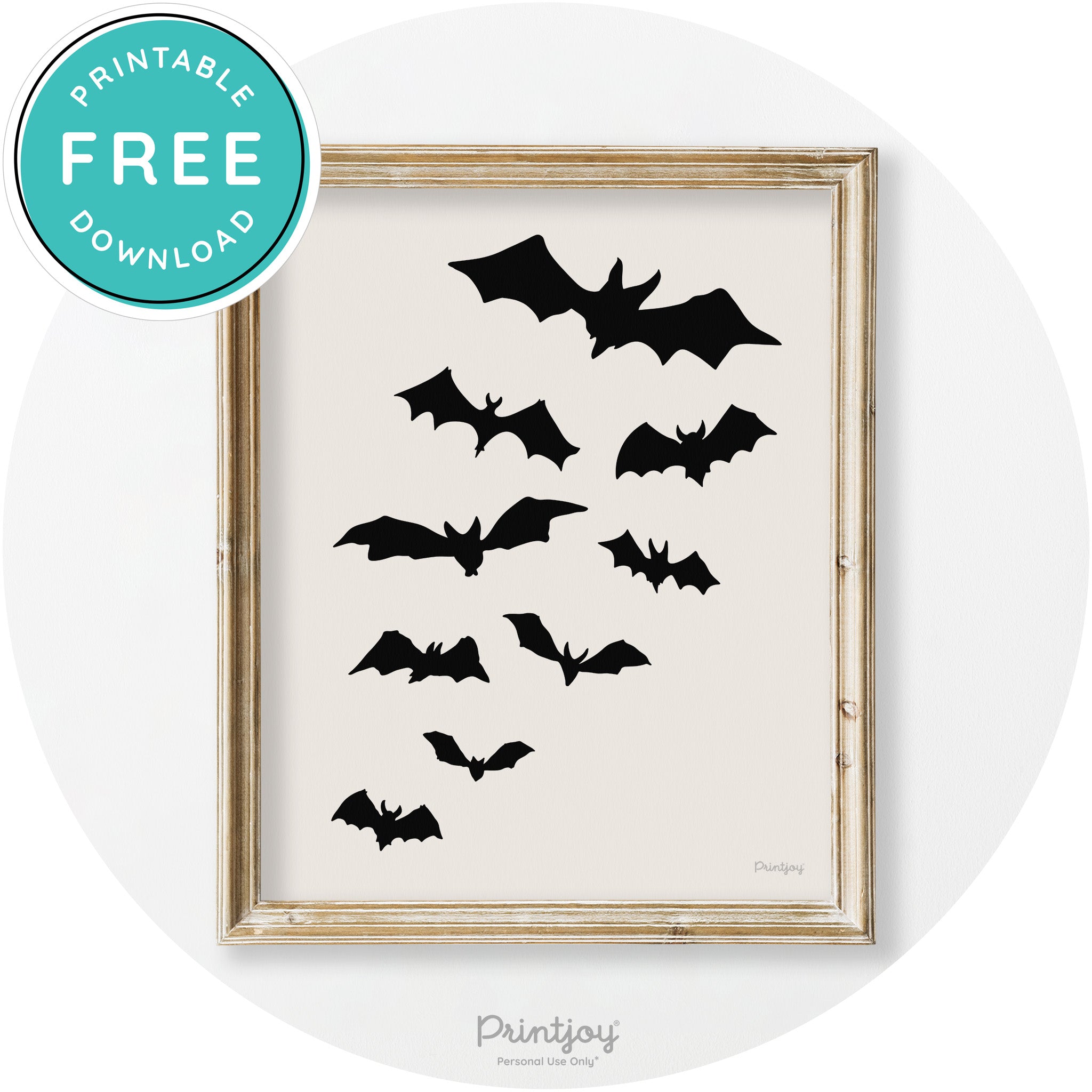 Halloween Bats Silhouette Modern Vintage Wall Art Free Printable