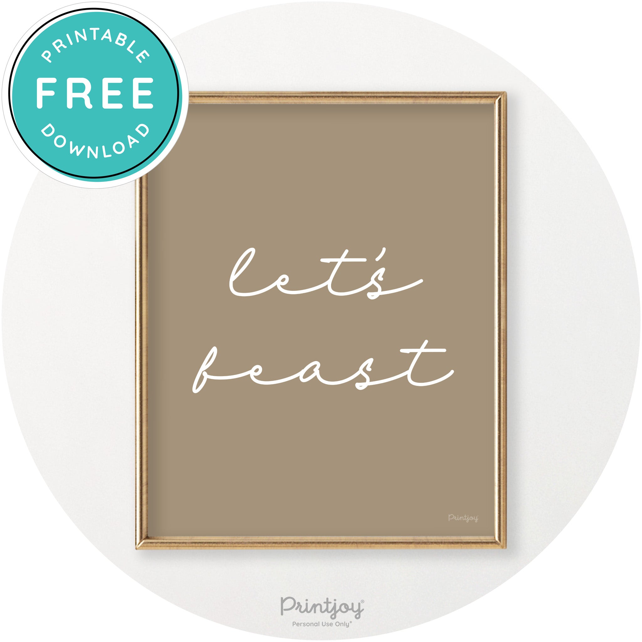 Let's Feast Cute Thanksgiving Modern Chic Wall Art Printable