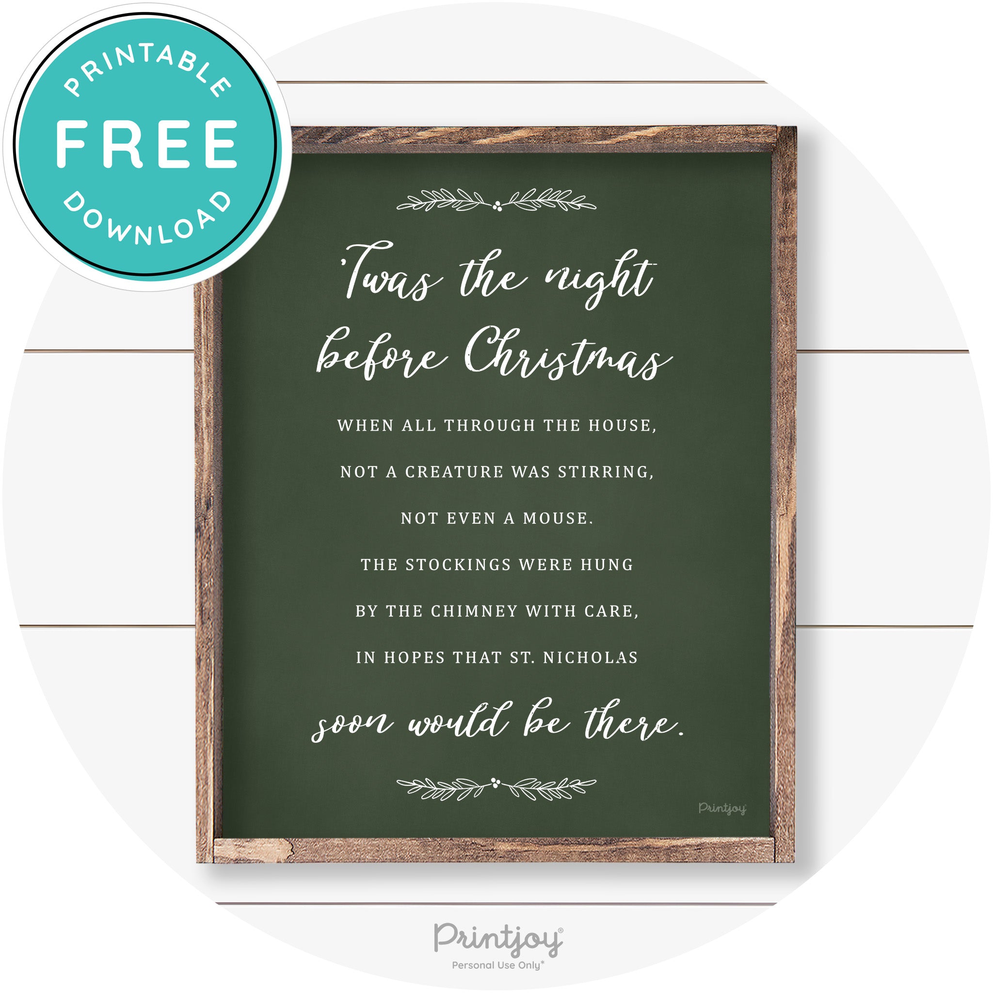 'Twas The Night Before Christmas Farmhouse Wall Art Free Printable