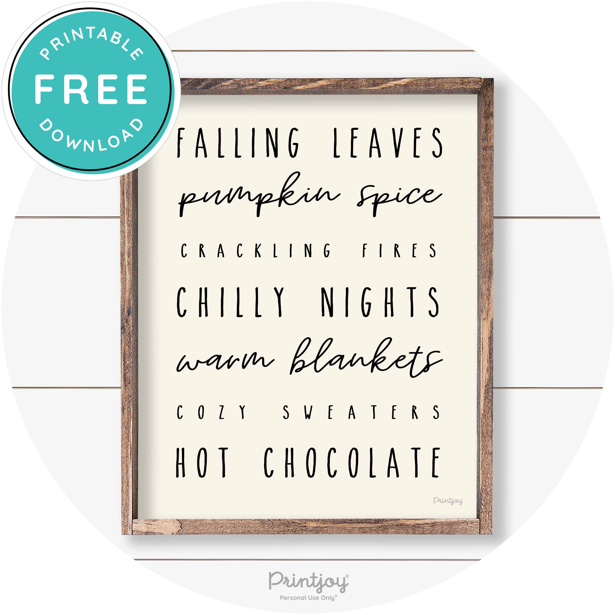 Fall Favorite Things Cute Farmhouse Autumn Wall Art Free Printable
