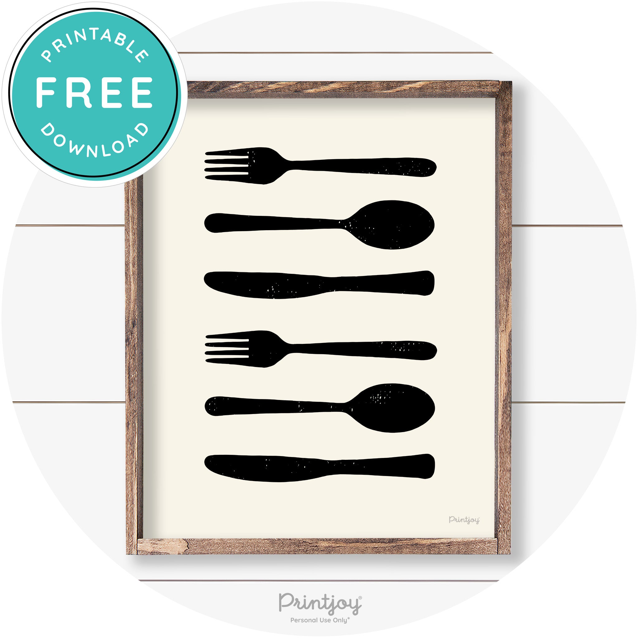 Fork Spoon Knife Pattern Farmhouse Kitchen Wall Art Free Printable