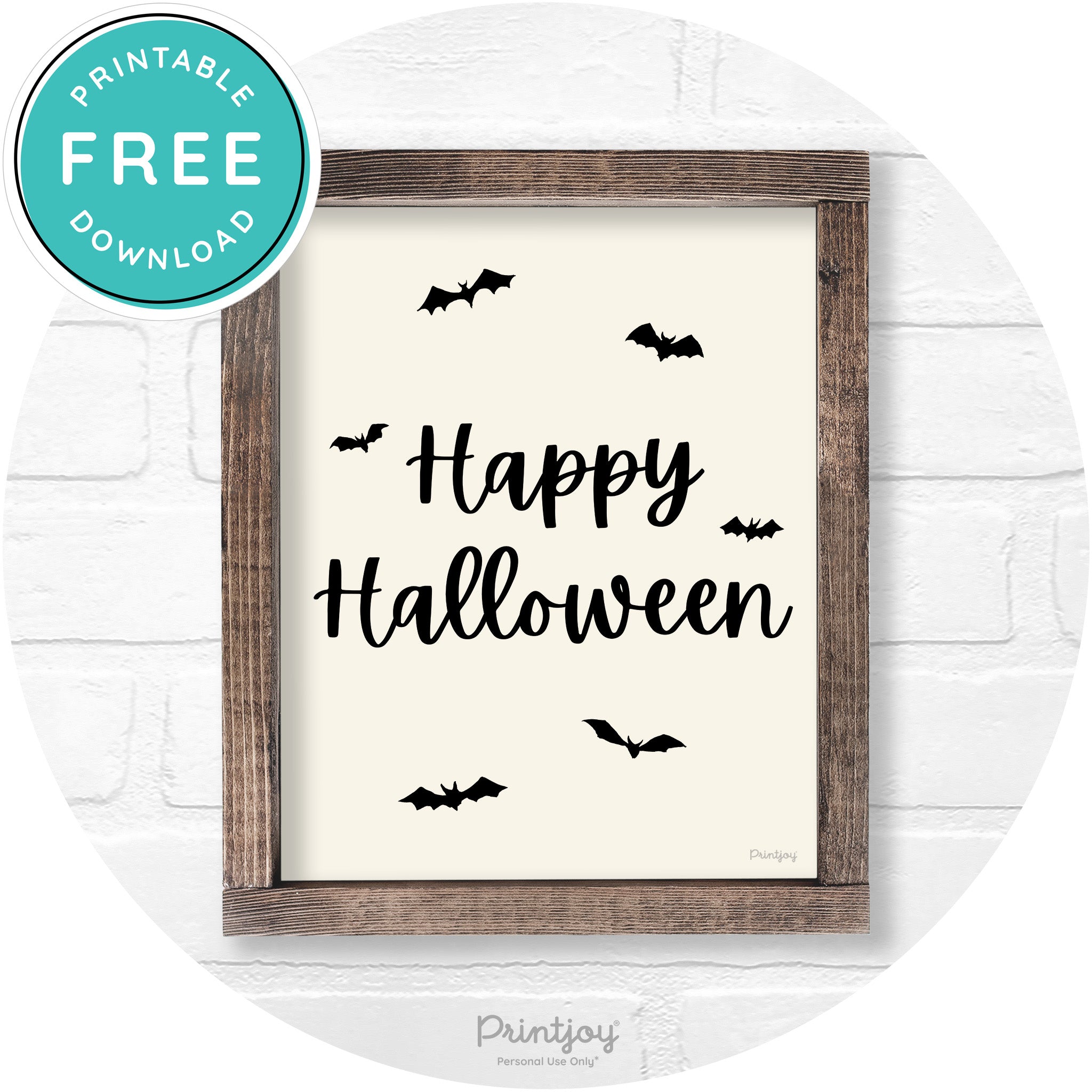Happy Halloween Bats Rustic Farmhouse Wall Art Printable