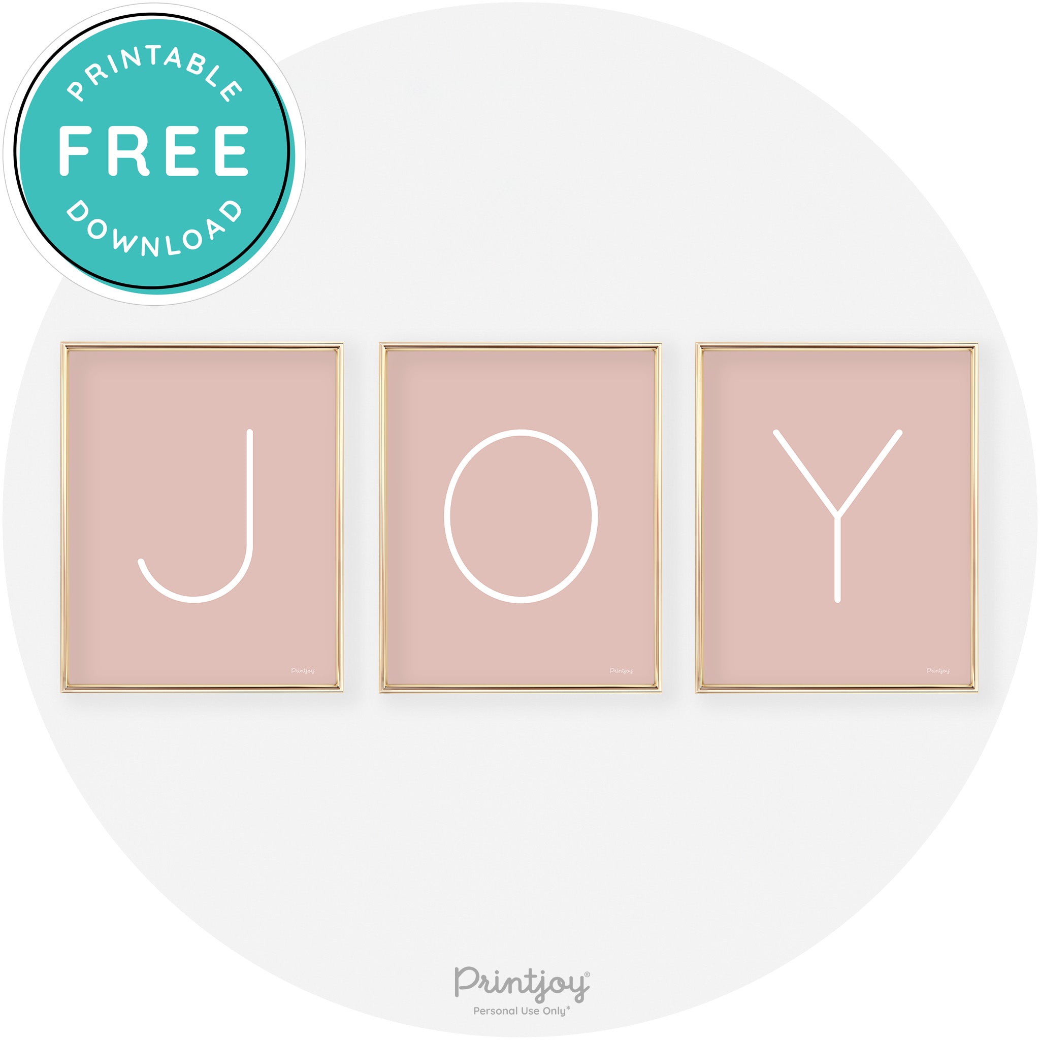 Joy Simple Letters Set Of 3 Christmas Modern Chic Wall Art Free Printable