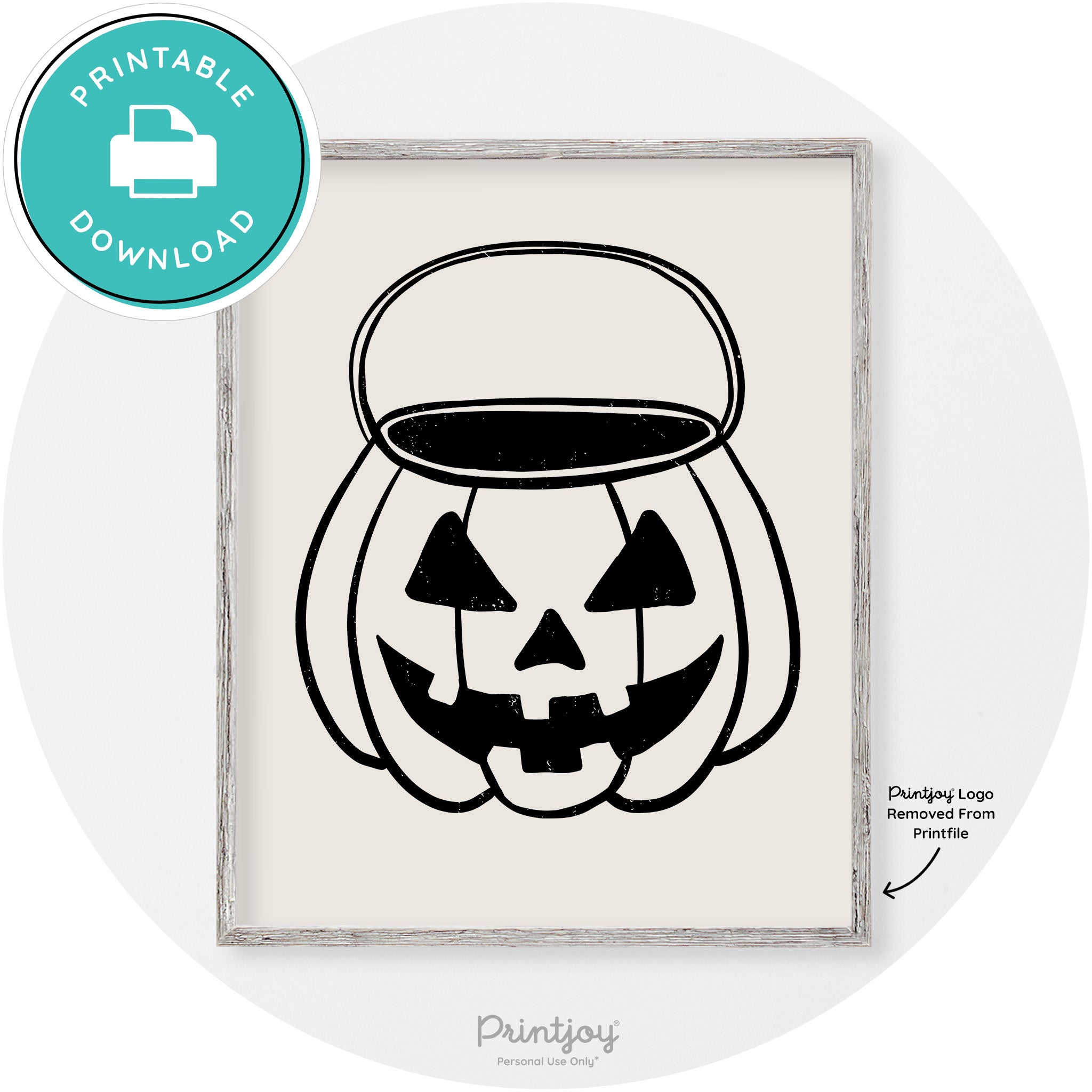 Jack O Lantern Treat Bucket Vintage Halloween Wall Art Free Printable - Printjoy