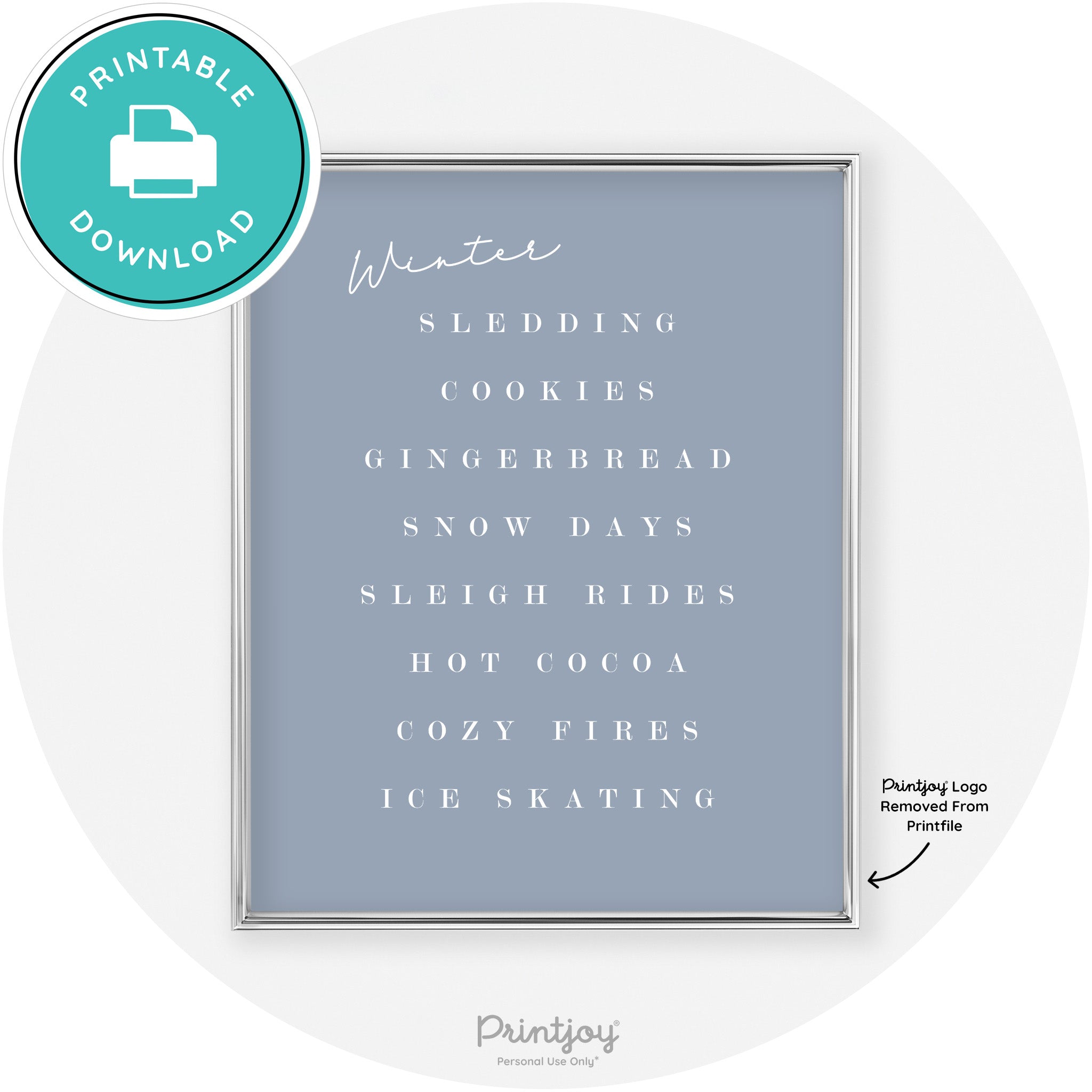 Winter Favorite Things Modern Chic Wall Art Decor Free Printable