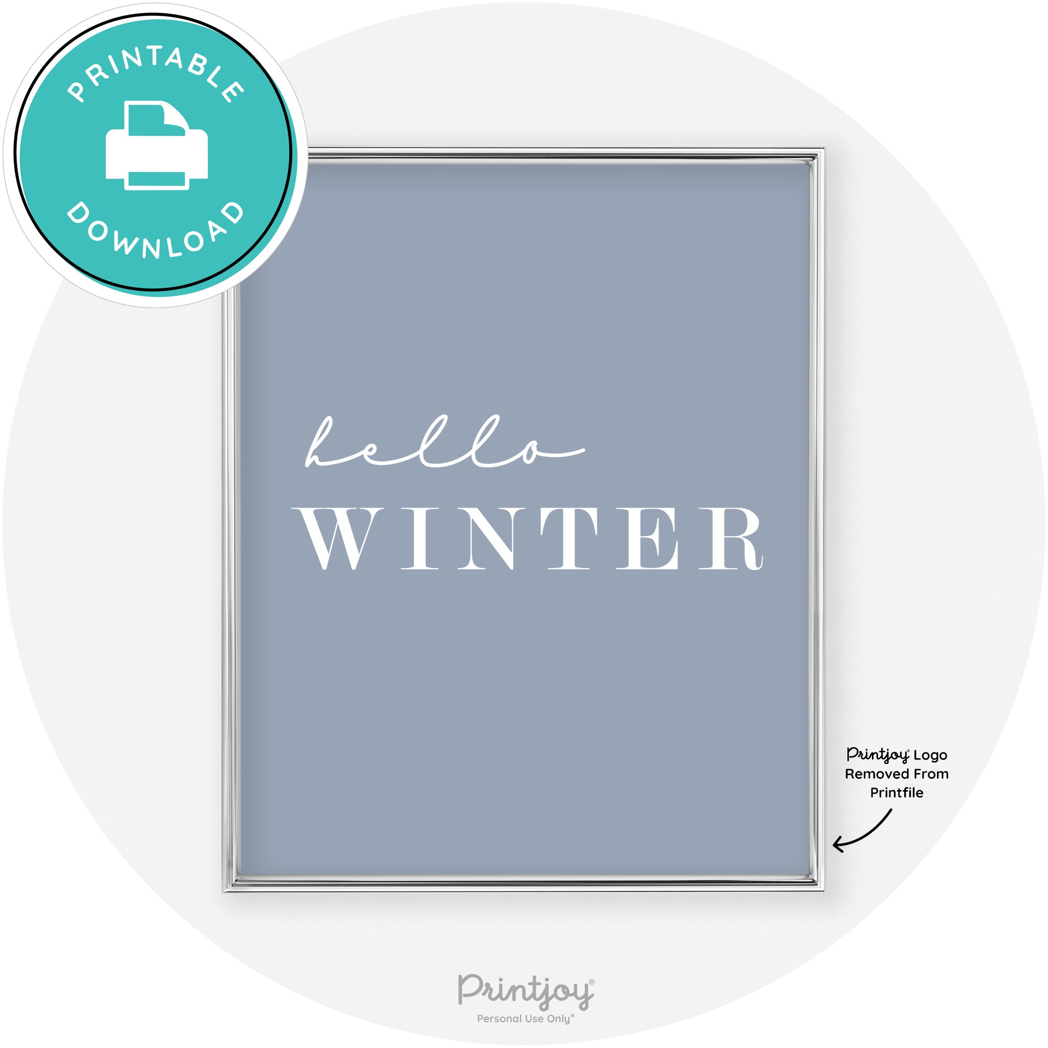 Hello Winter Cute Seasonal Modern Chic Wall Art Decor Free Printable