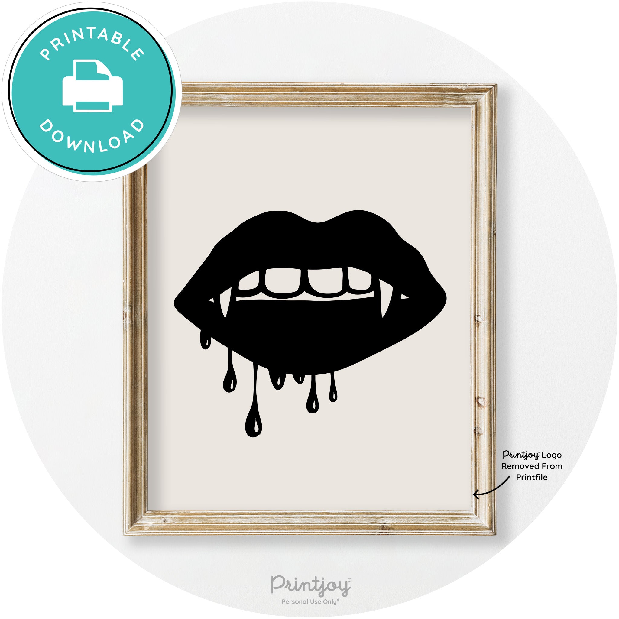 Dracula Fangs Teeth Modern Vintage Halloween Wall Art Free Printable