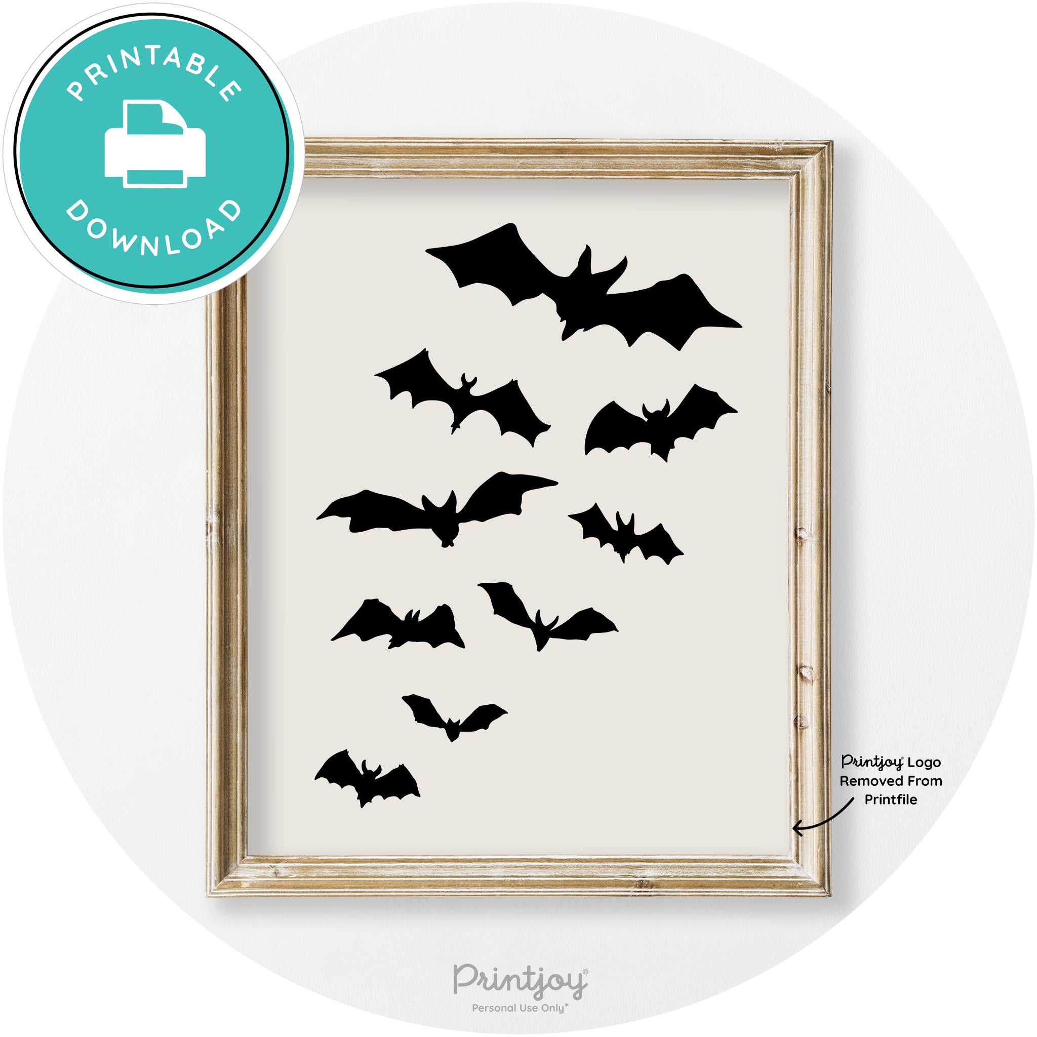 Halloween Bats Silhouette Modern Vintage Wall Art Free Printable