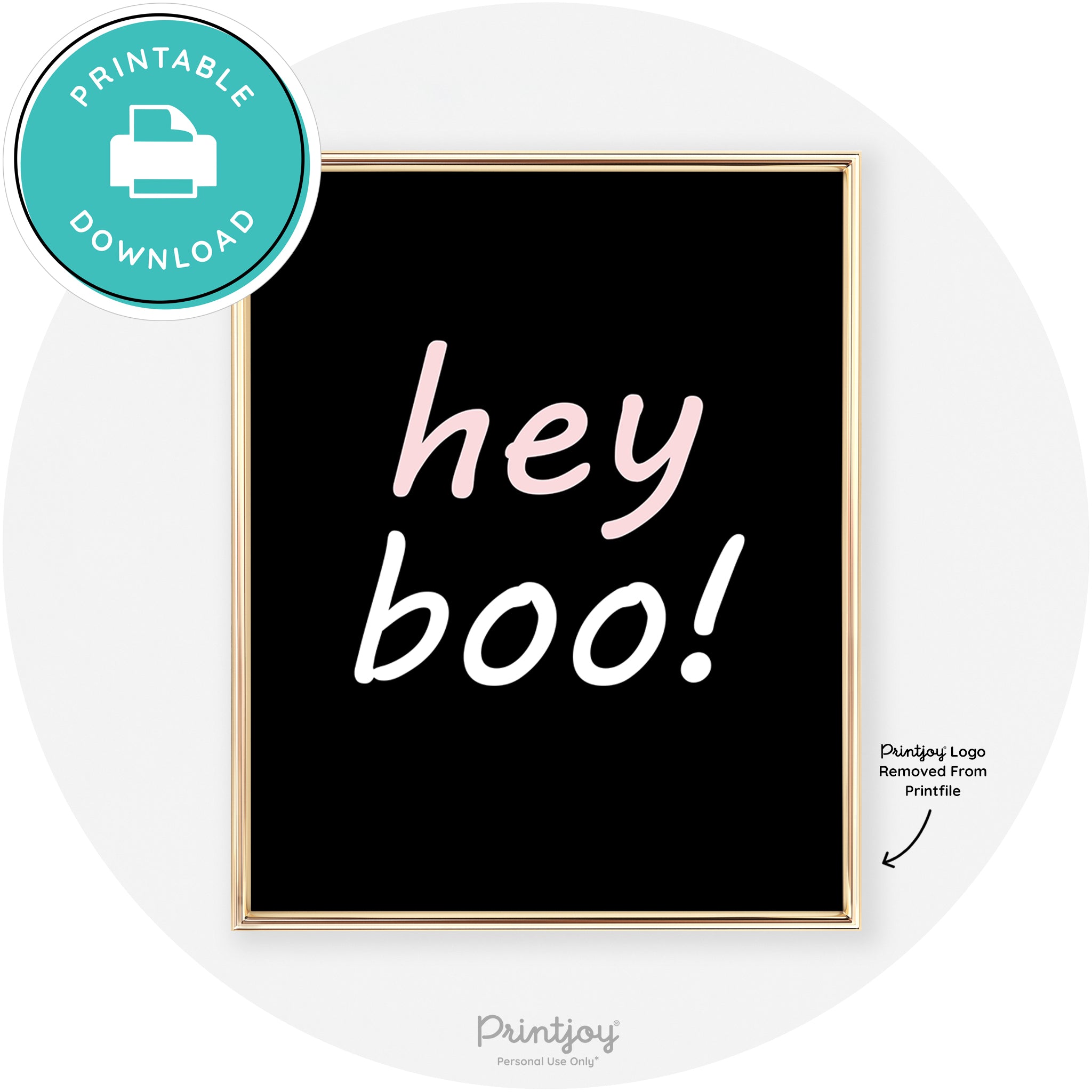 Hey Boo Fun Cute Chic Halloween Sign Wall Art Decor Free Printable - Printjoy