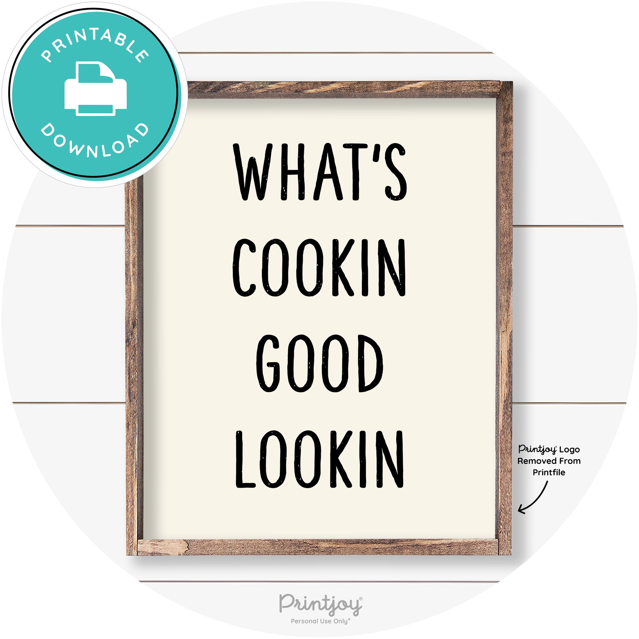What's Cookin Good Lookin Farmhouse Kitchen Wall Art Free Printable