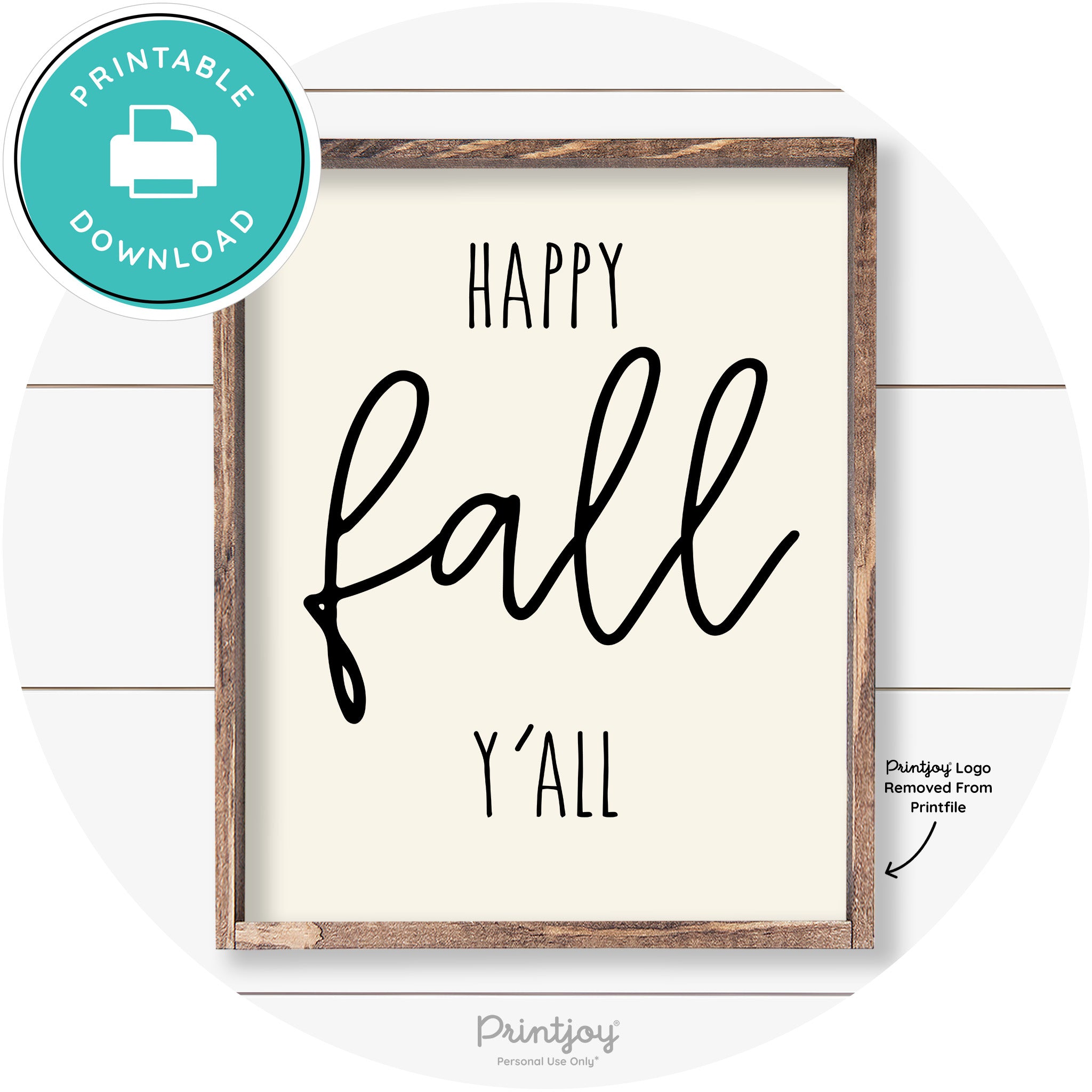Happy Fall Y'all Cute Farmhouse Autumn Wall Art Decor Free Printable