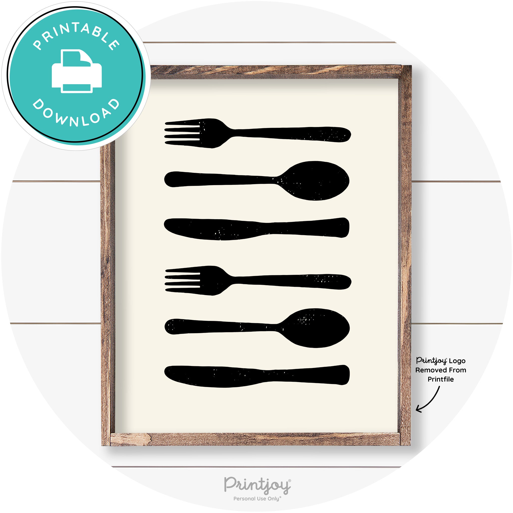 Fork Spoon Knife Pattern Farmhouse Kitchen Wall Art Free Printable