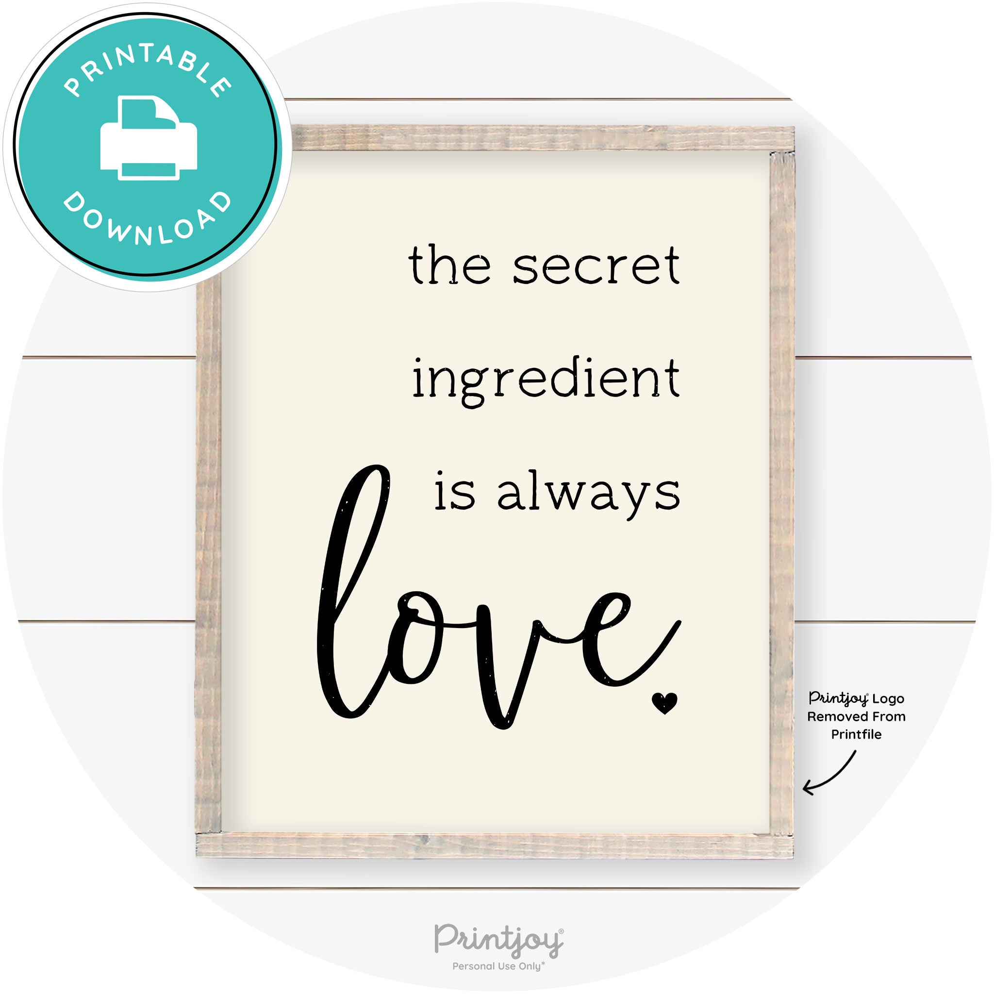 Secret Ingredient Is Love Farmhouse Kitchen Wall Art Free Printable
